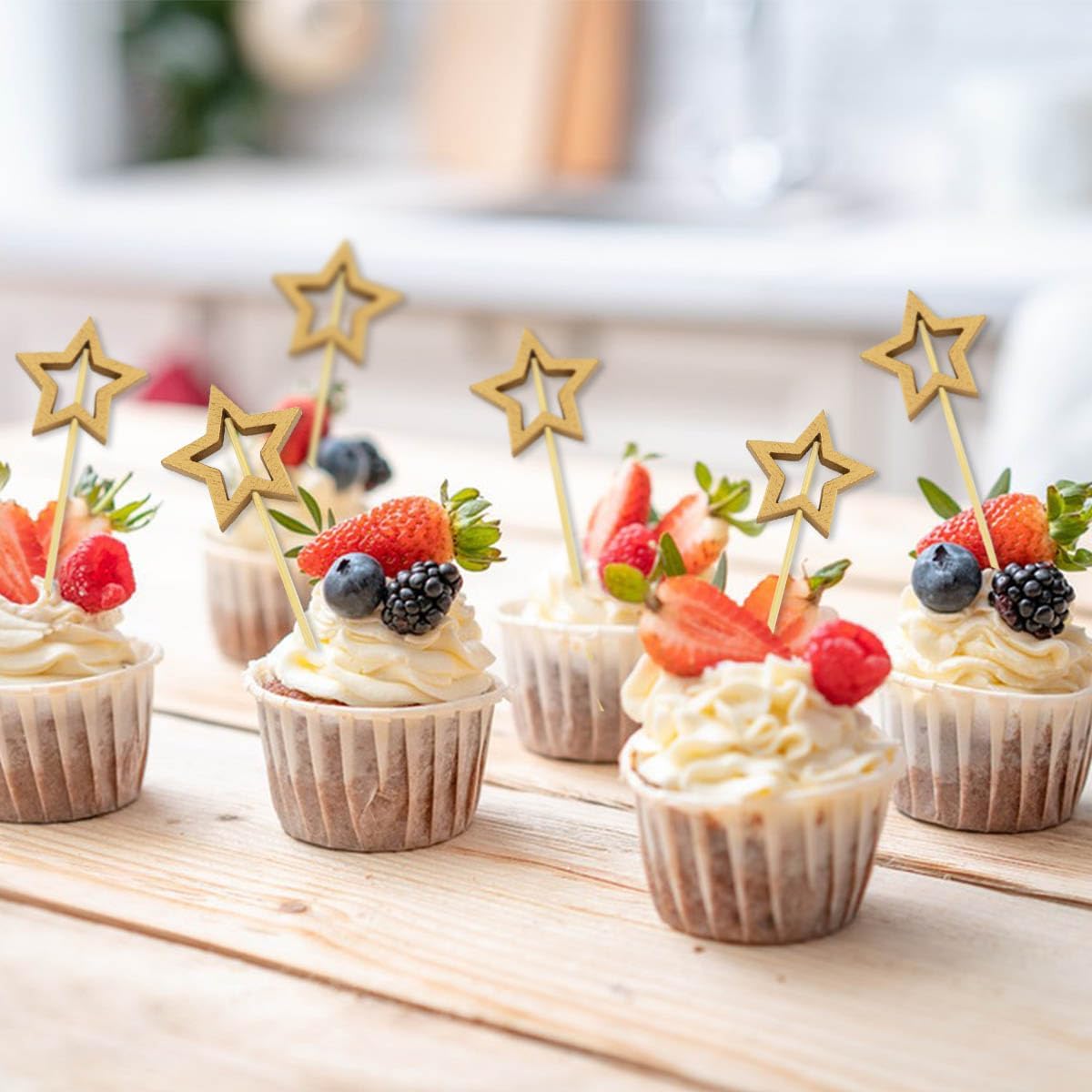 Little Star 100 Pack Cupcake Toppers - Glitter Cake Gold for Wedding, Baby Shower & Valentine's Day - Image 5