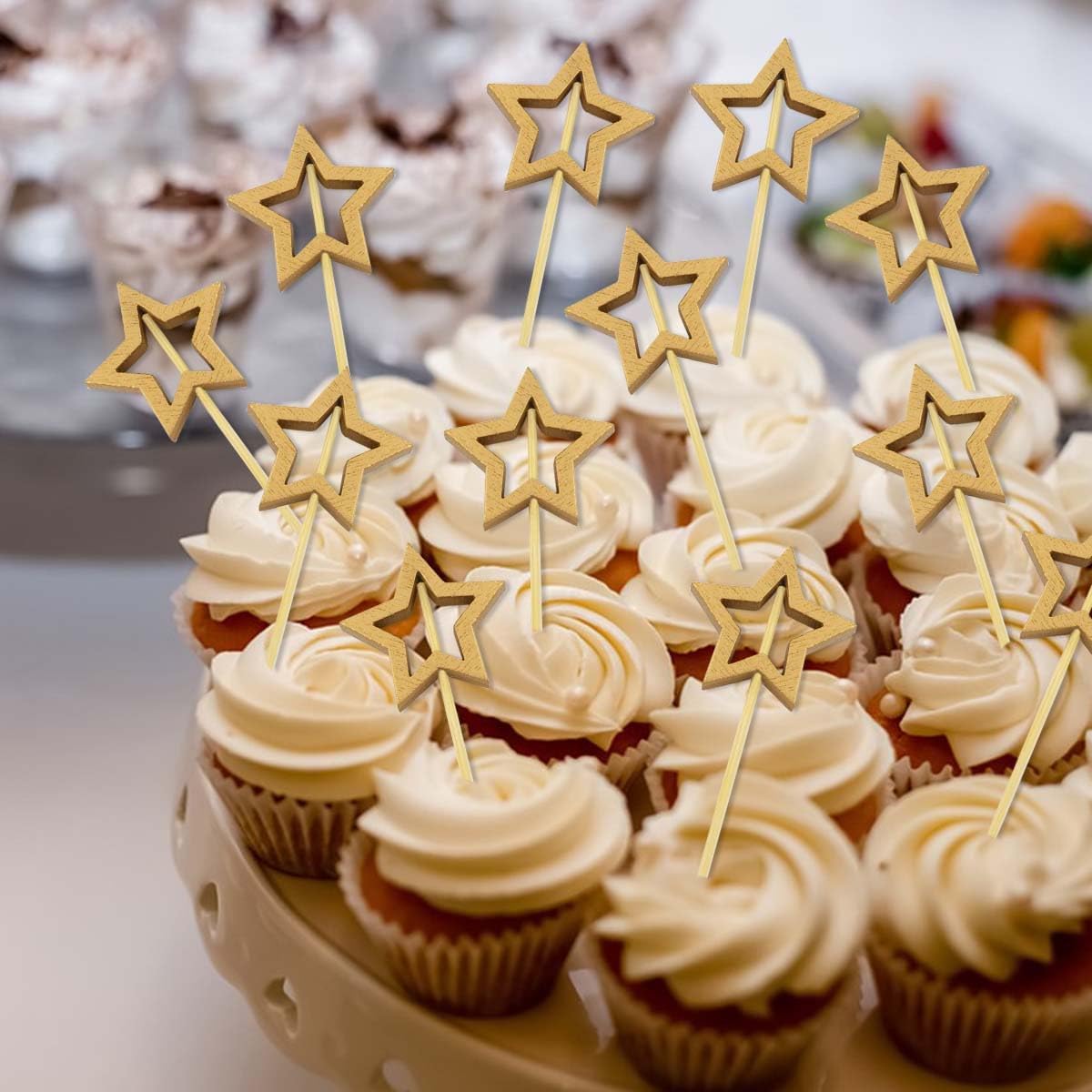 Little Star 100 Pack Cupcake Toppers - Glitter Cake Gold for Wedding, Baby Shower & Valentine's Day - Image 7