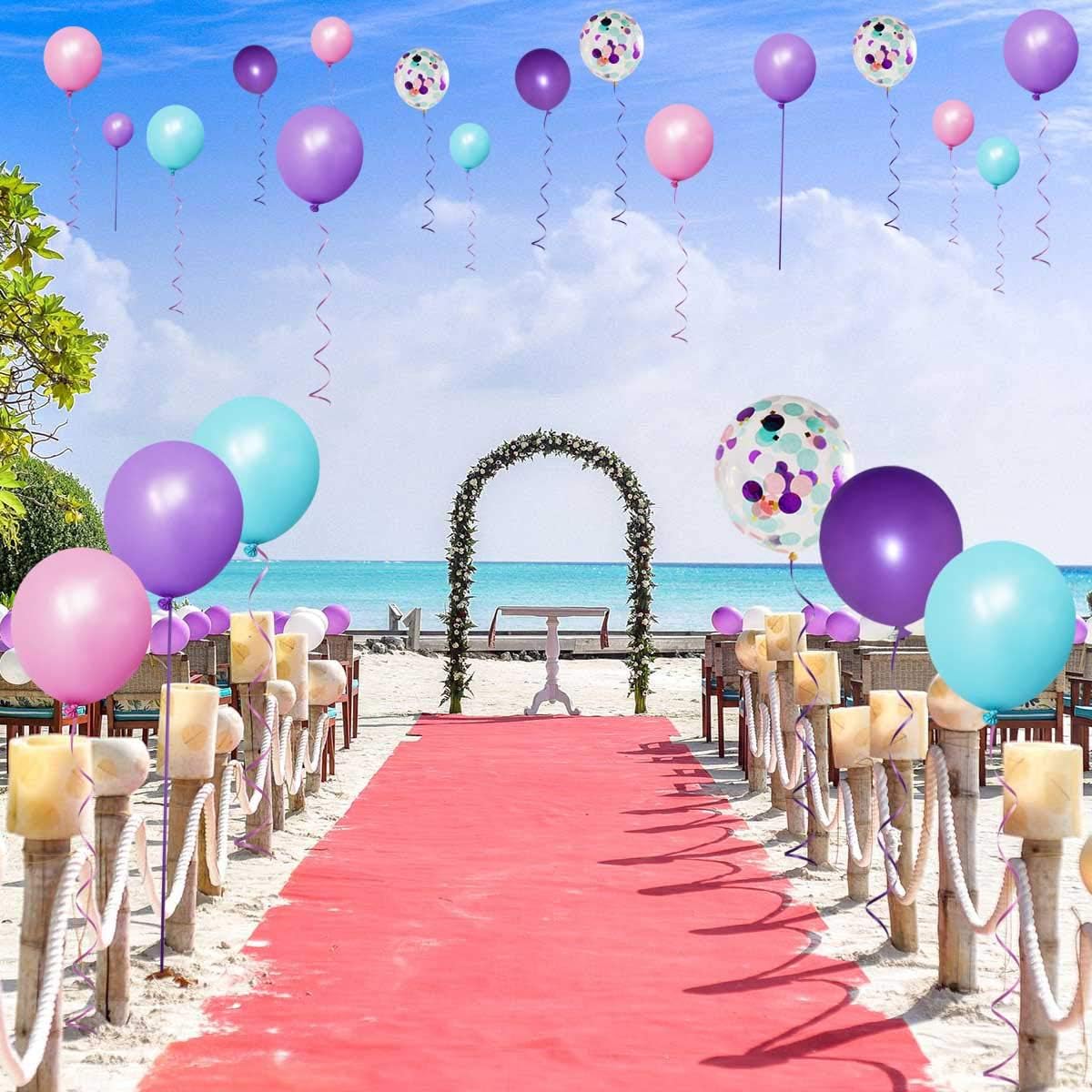 50 Pack Mermaid Party Balloons 12 Inch Light Purple Dark Pink Blue Latex & Confetti Birthday Bridal Shower Wedding Baby Decorations Princess Supplies - Image 2