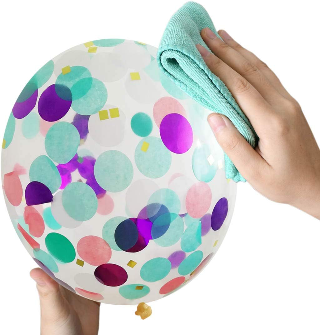 50 Pack Mermaid Party Balloons 12 Inch Light Purple Dark Pink Blue Latex & Confetti Birthday Bridal Shower Wedding Baby Decorations Princess Supplies - Image 5