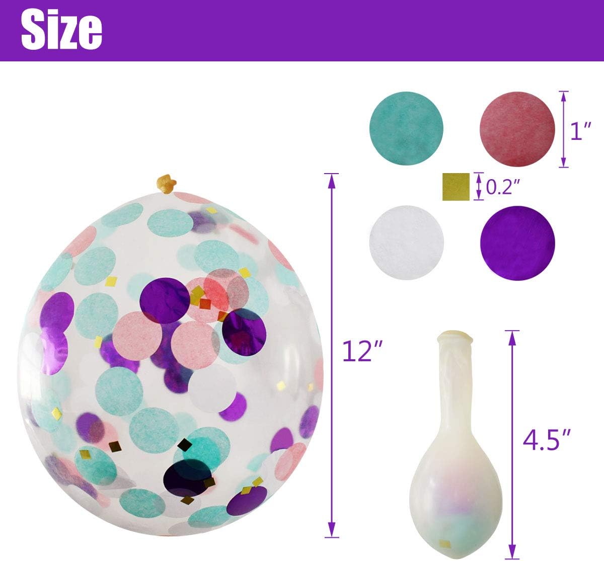50 Pack Mermaid Party Balloons 12 Inch Light Purple Dark Pink Blue Latex & Confetti Birthday Bridal Shower Wedding Baby Decorations Princess Supplies - Image 6