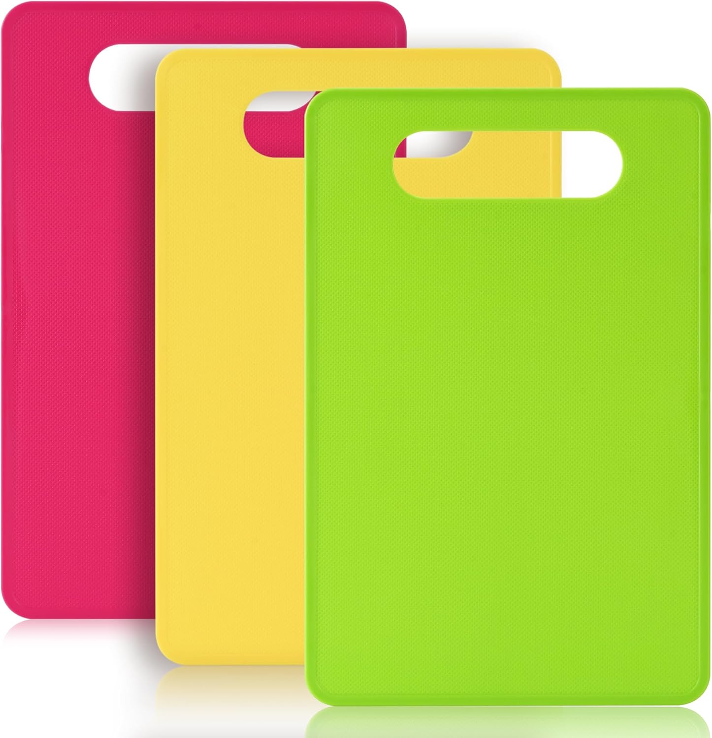 Plastic Cutting Board Set, 3 Pack Small Chopping Boards for Kitchen, BPA-Free, Dishwasher Safe, Color Coded Pads Meat Vegetable Fruit, Easy Grip Handle, Non-Slip, Space Saving  11.4
