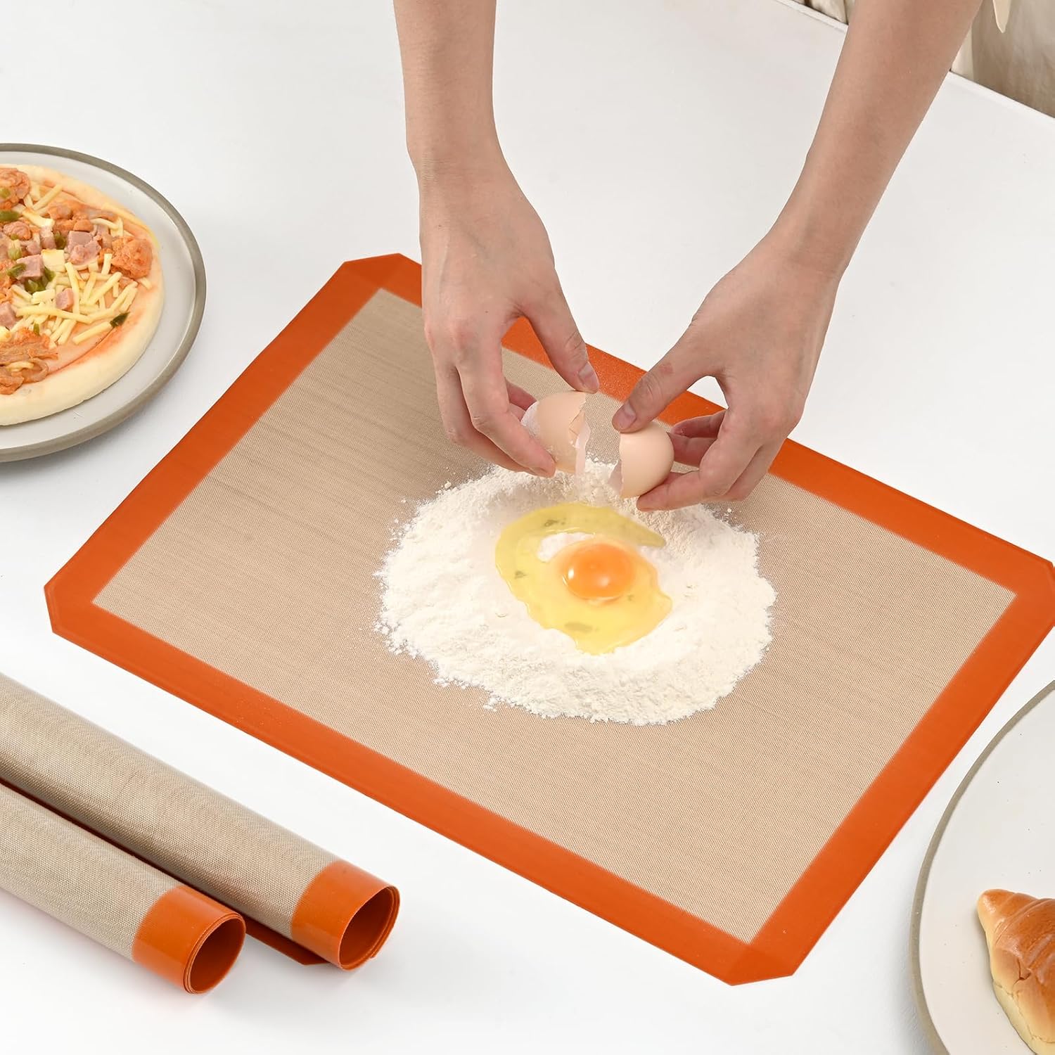 2-Pack Silicone Baking Mats – Non-Stick Reusable BPA-Free Oven Liners, 100% Food-Grade Silicone, Fit Half Sheet Pans (16.54