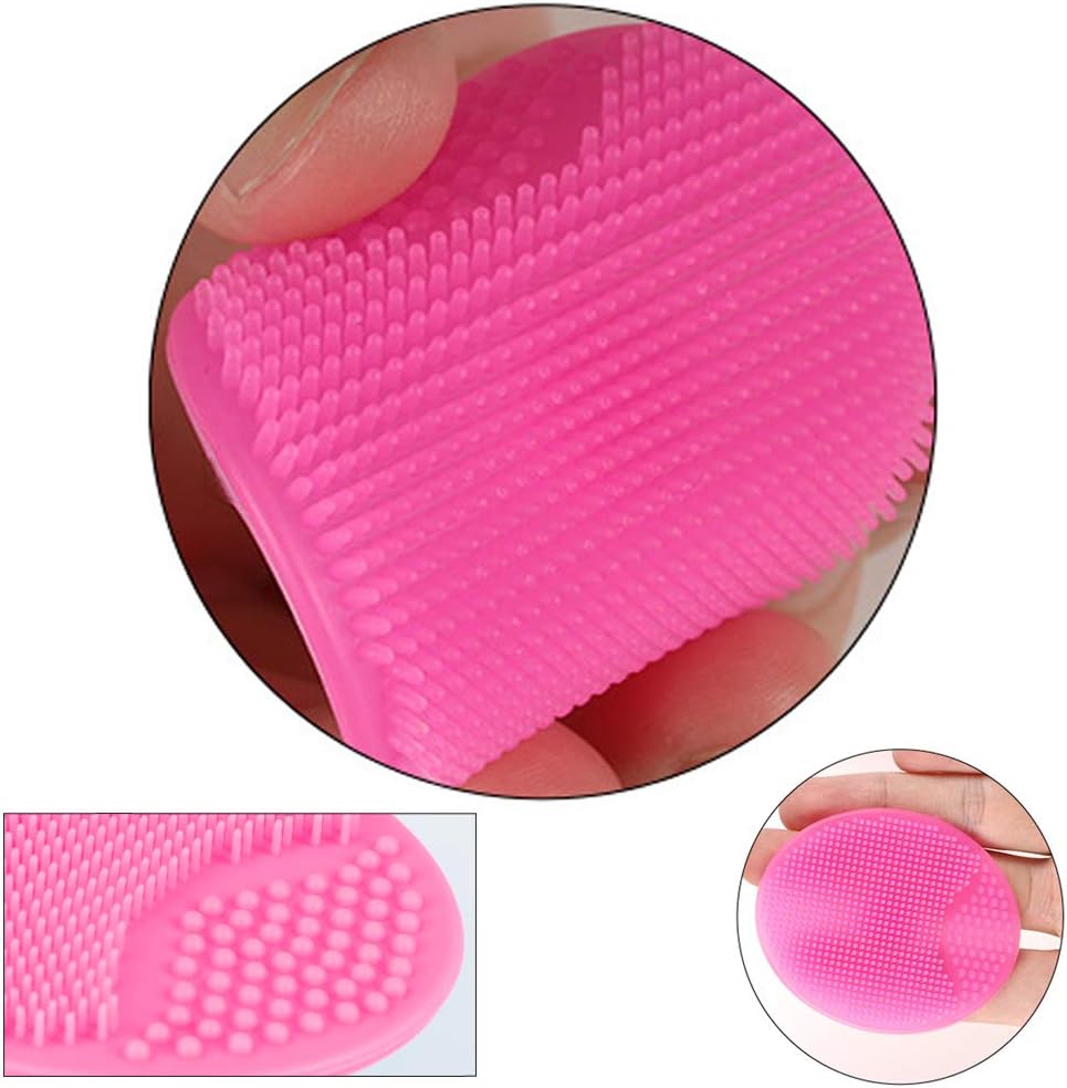 Face Scrubber,2 Pack Soft Silicone Scrubbies Facial Cleansing Pad Exfoliator Scrub Brush Scrubby for Massage Pore Blackhead Removing Exfoliating,Cool Gift Girl Rose Pink+blue; 2 - Image 3