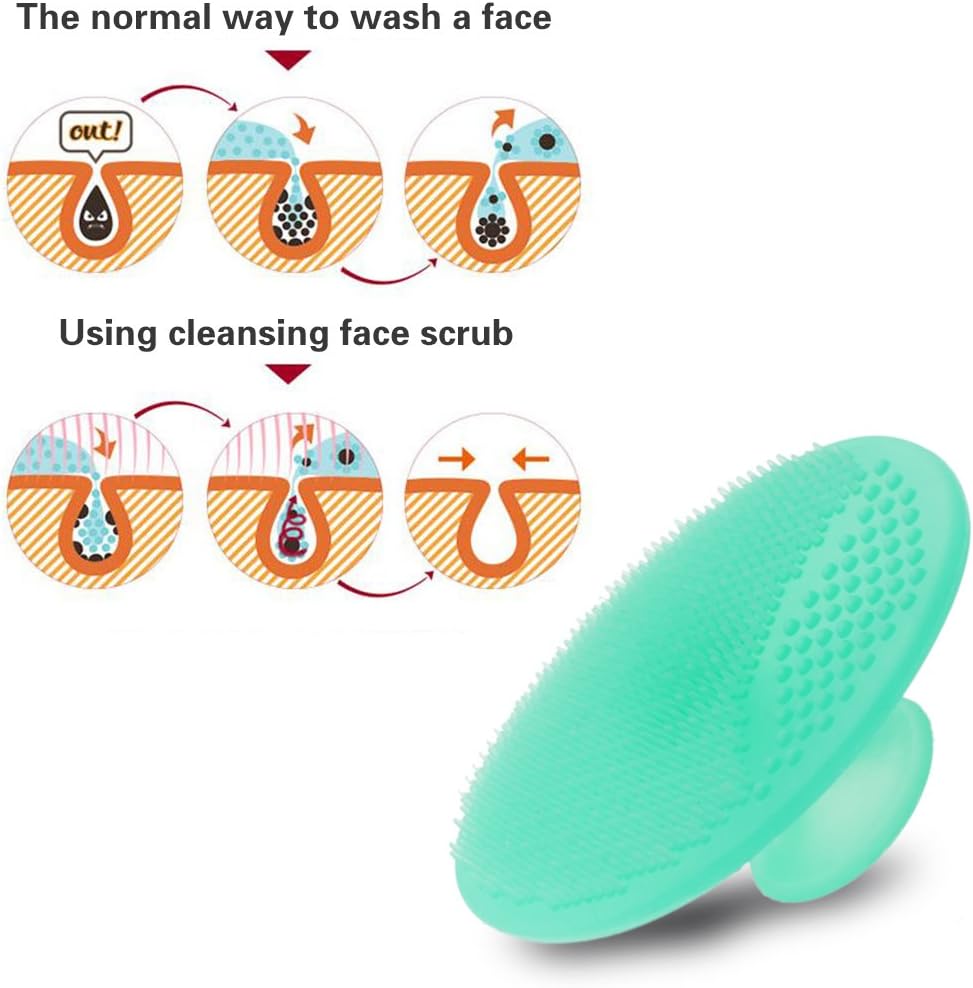 Face Scrubber,2 Pack Soft Silicone Scrubbies Facial Cleansing Pad Exfoliator Scrub Brush Scrubby for Massage Pore Blackhead Removing Exfoliating,Cool Gift Girl Rose Pink+blue; 2 - Image 4