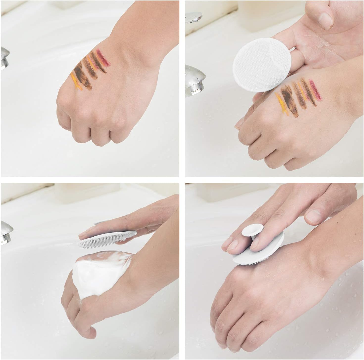 Silicone Face Scrubbers Exfoliator Brush-Facial Cleansing Brush Blackhead Scrubber Exfoliating Pads Precision Pore Pad Acne Removing Brush-2 Pack, White - Image 5
