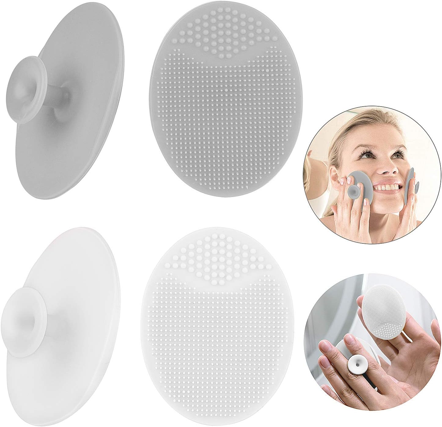 Silicone Face Scrubbers Exfoliator Brush-Facial Cleansing Brush Blackhead Scrubber Exfoliating Pads Precision Pore Pad Acne Removing Brush-2 Pack, White - Image 7