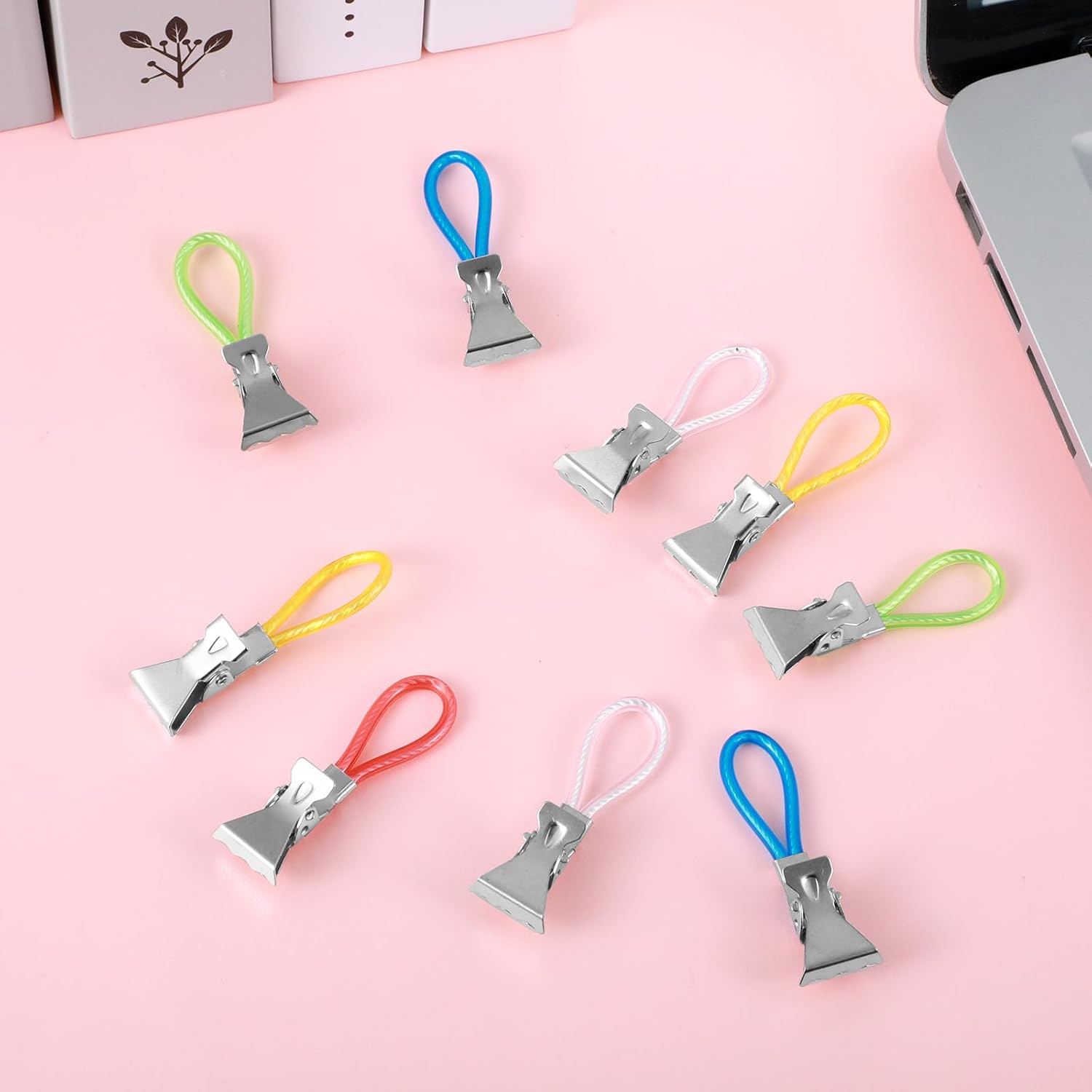 Xindojuz 15 PCS Kitchen Towel Clips, Metal Beach Chair Clips with Hanging Loop for Kitchen, Multi-Color Hanging Towels Clip Small Cloth Hook Clip Hangers for Home Bathroom Cupboards (5 Colors) - Image 6