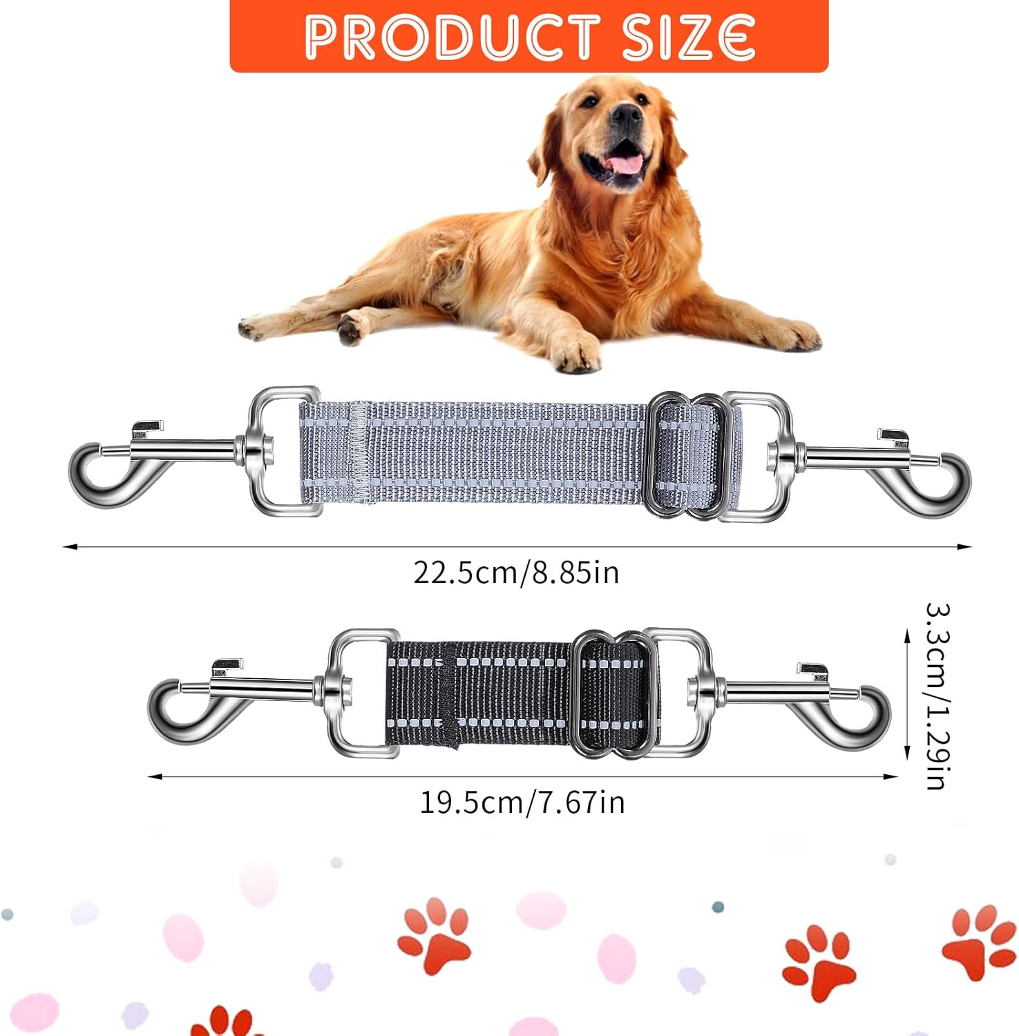 2 PCS Prong Collar Safety Clip Leash to Prong Collar Connector Dog Leash Connector Harness to Collars Safety Clip Reflective Double Ended Backup Clasp for Dog Pinch Collars - Image 1
