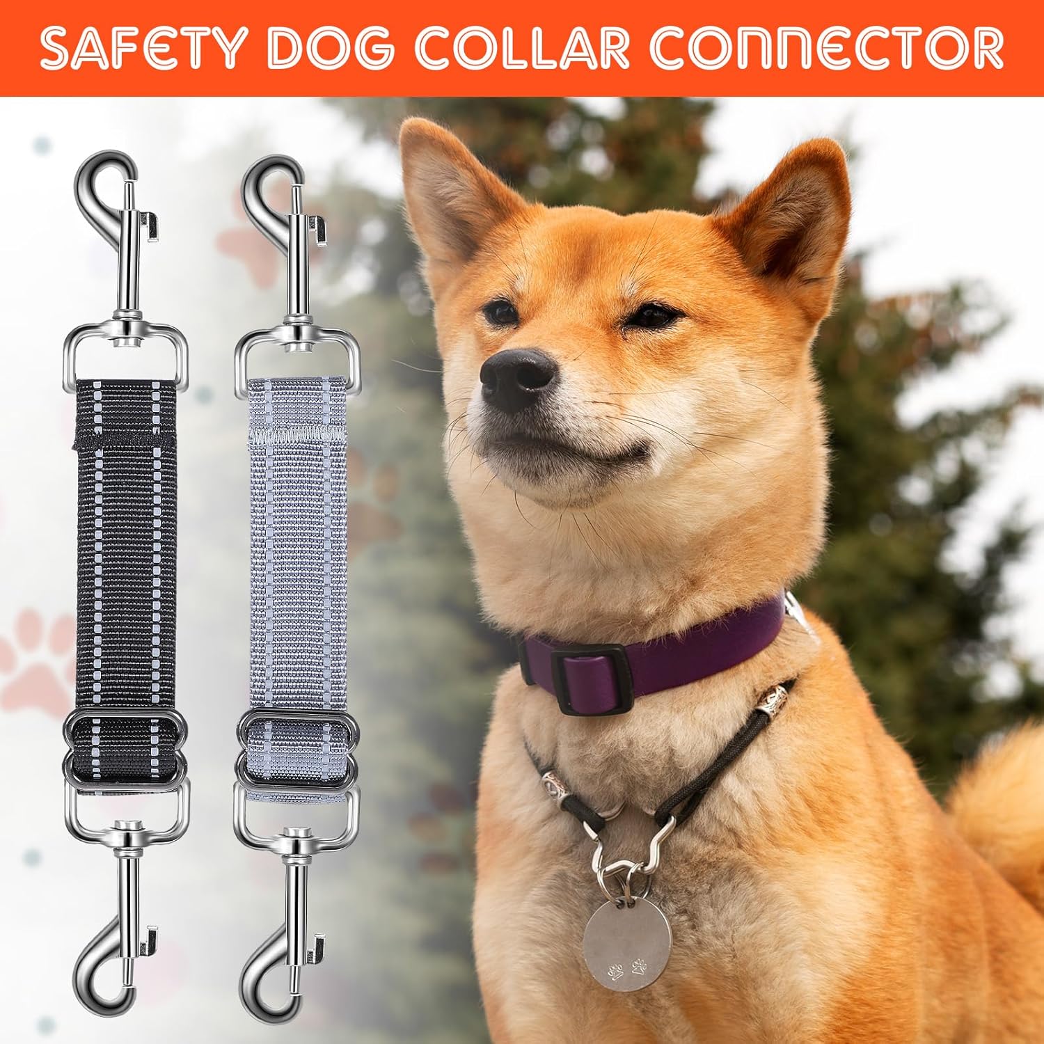 2 PCS Prong Collar Safety Clip Leash to Prong Collar Connector Dog Leash Connector Harness to Collars Safety Clip Reflective Double Ended Backup Clasp for Dog Pinch Collars - Image 4