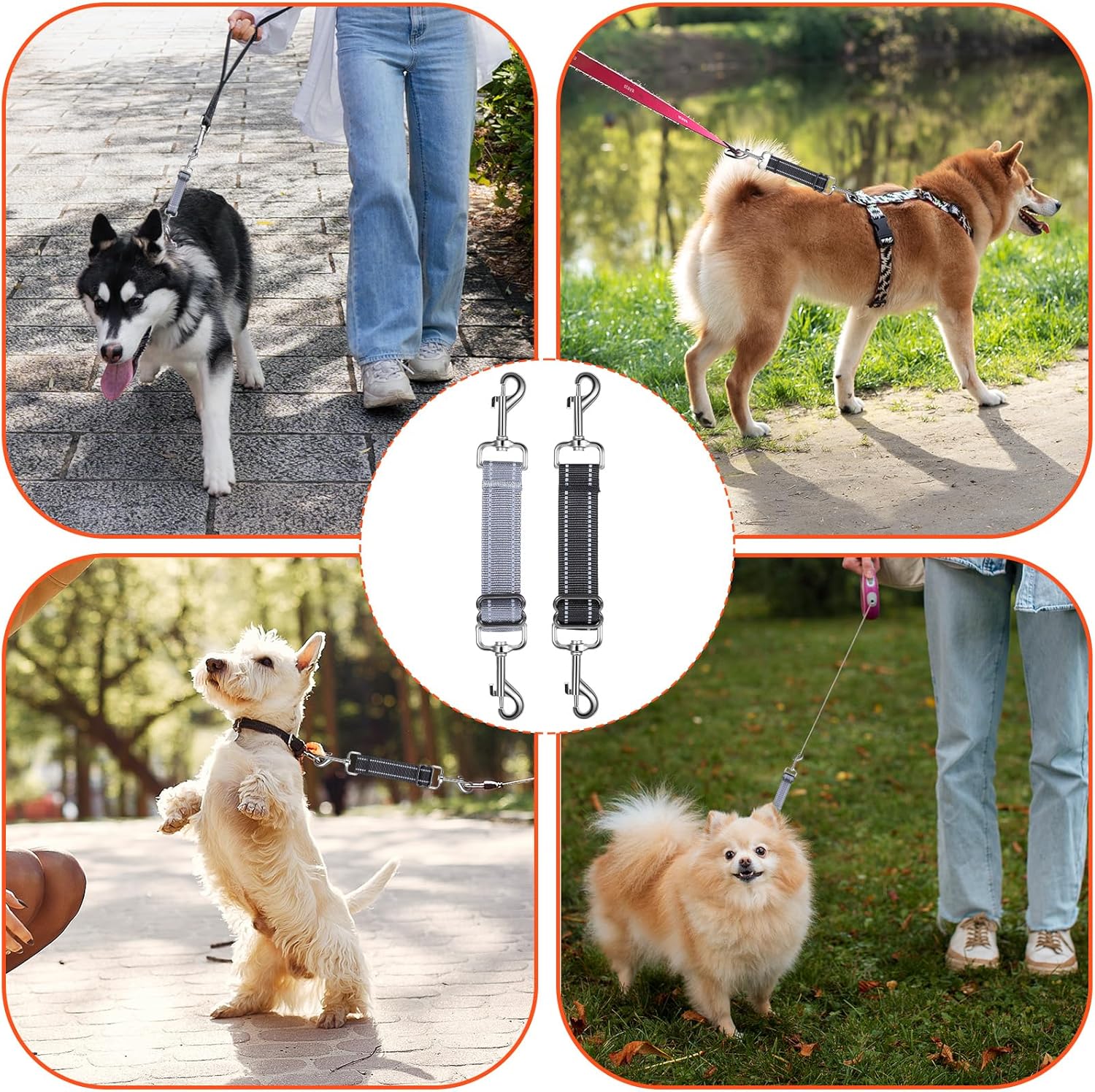 2 PCS Prong Collar Safety Clip Leash to Prong Collar Connector Dog Leash Connector Harness to Collars Safety Clip Reflective Double Ended Backup Clasp for Dog Pinch Collars - Image 6