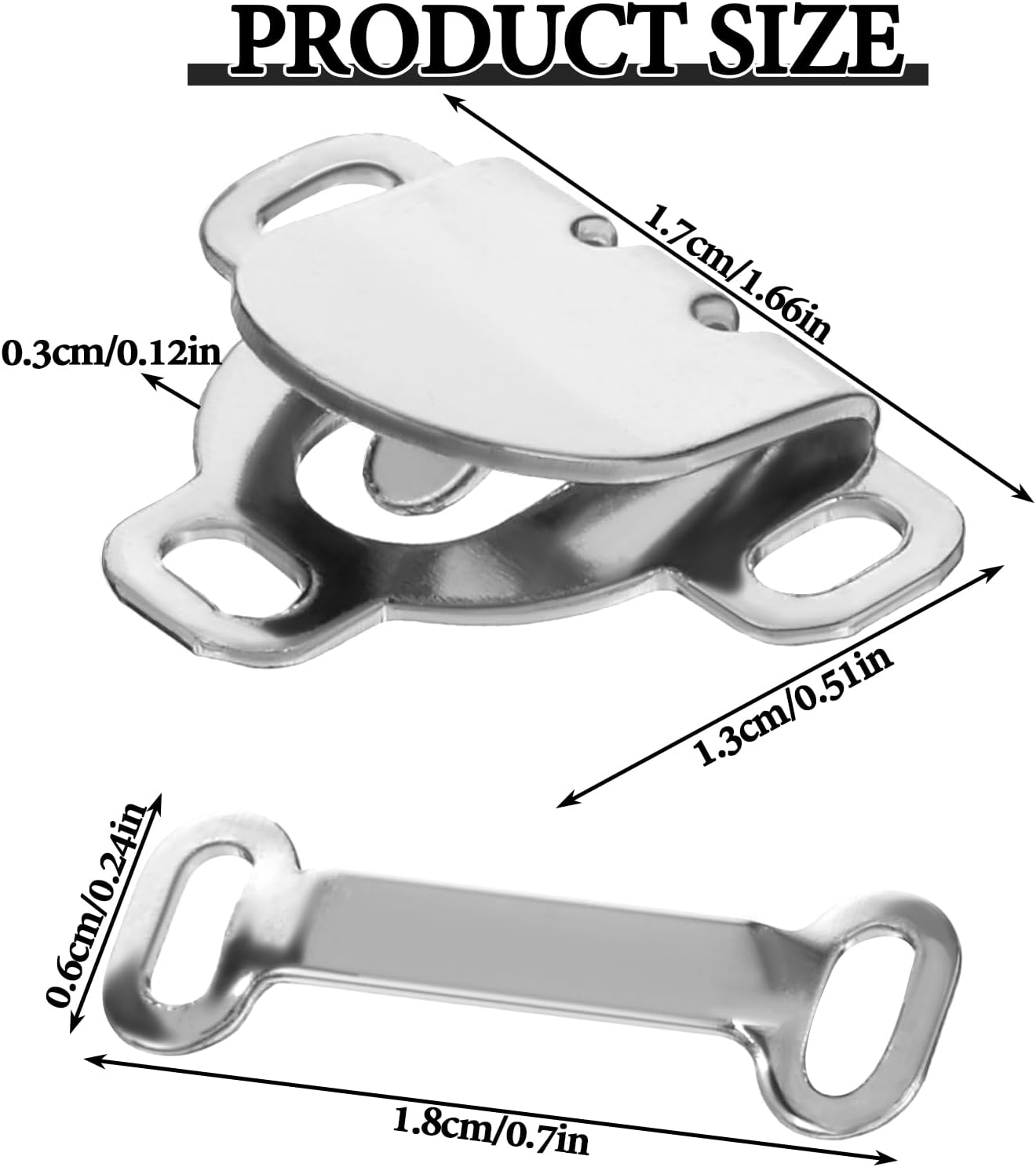 20 Sets Sewing Hooks and Eyes Closure, 16.5 mm Flat Hook and Eye Closure Clasp Snaps for Sewing Fasteners Kit Replacement Sewing Hooks for Clothing Pants Skirt Waist Trousers Dress Crafts (Silver) - Image 1