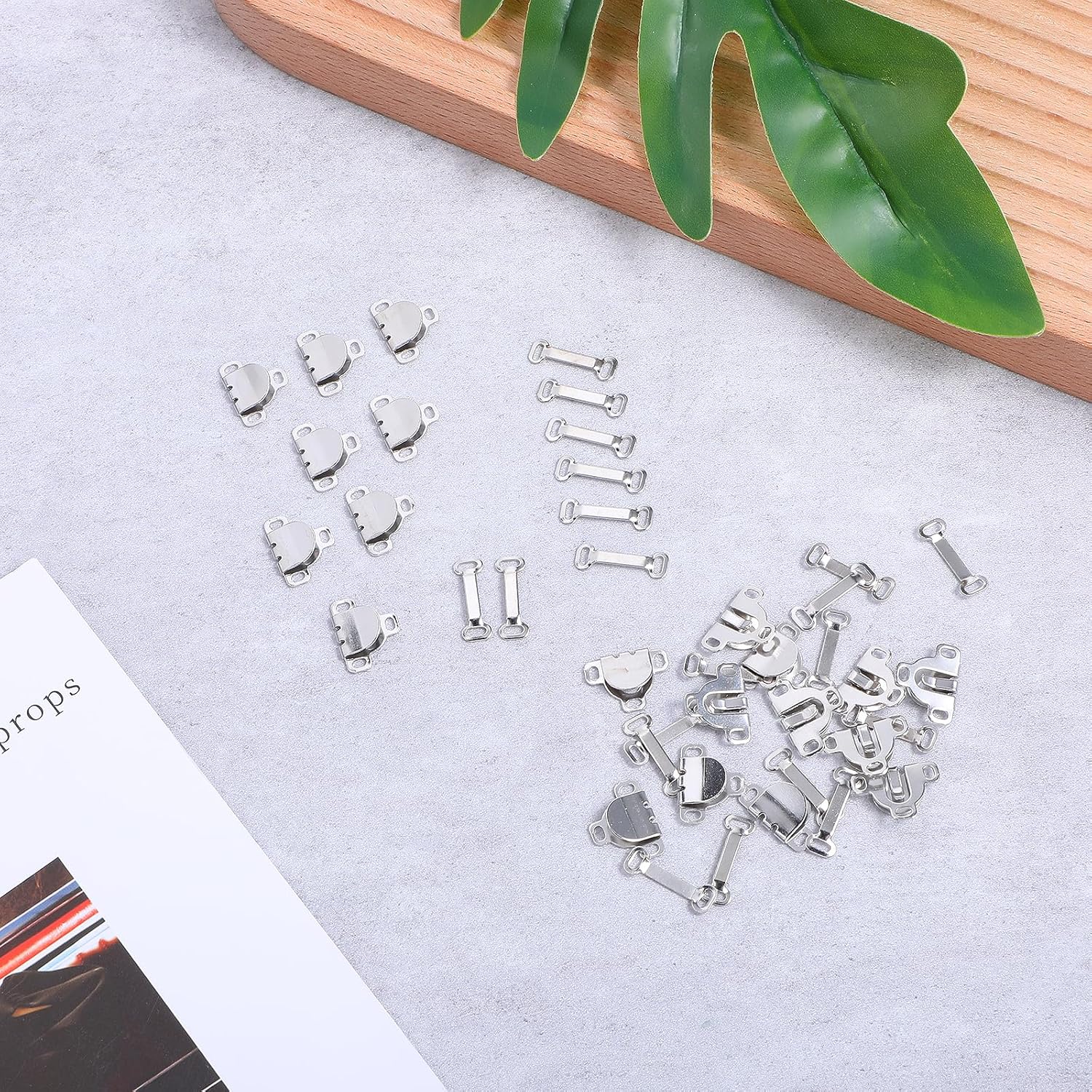 20 Sets Sewing Hooks and Eyes Closure, 16.5 mm Flat Hook and Eye Closure Clasp Snaps for Sewing Fasteners Kit Replacement Sewing Hooks for Clothing Pants Skirt Waist Trousers Dress Crafts (Silver) - Image 2
