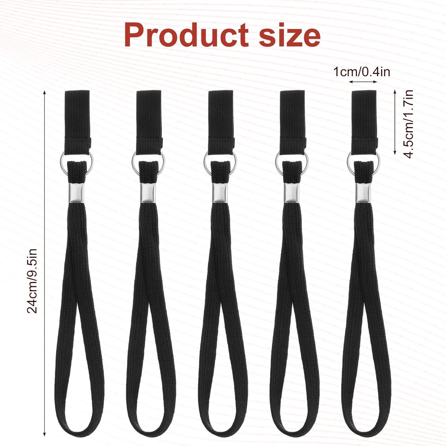 5PCS Walking Cane Wrist Strap Replacement, Black Adjustable Wrist Strap Lanyard Elastic Loop Universal Walking Cane Handle Crutch Straps Accessories for Foldable Sticks Standing Canes Seniors Crutches - Image 1