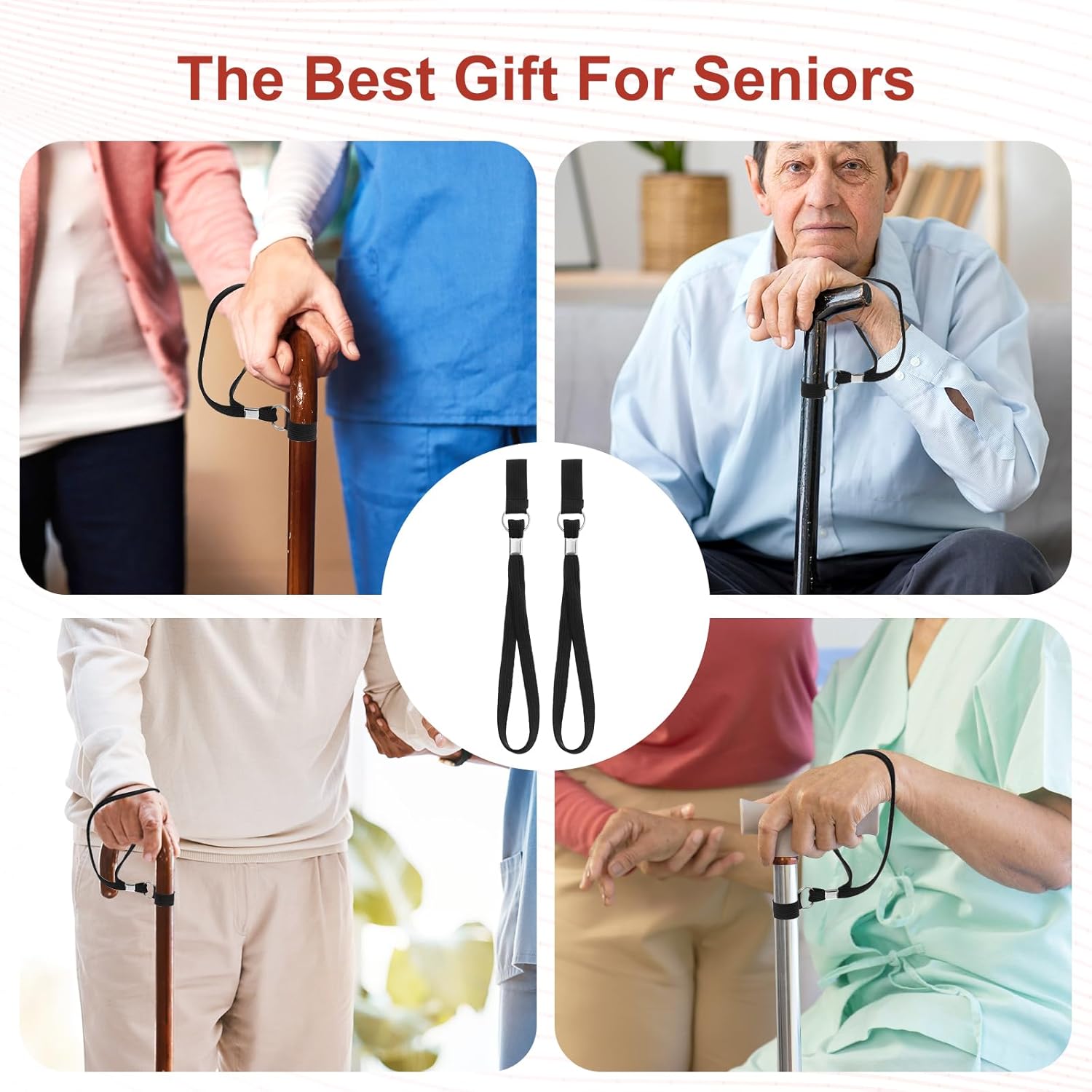 5PCS Walking Cane Wrist Strap Replacement, Black Adjustable Wrist Strap Lanyard Elastic Loop Universal Walking Cane Handle Crutch Straps Accessories for Foldable Sticks Standing Canes Seniors Crutches - Image 3
