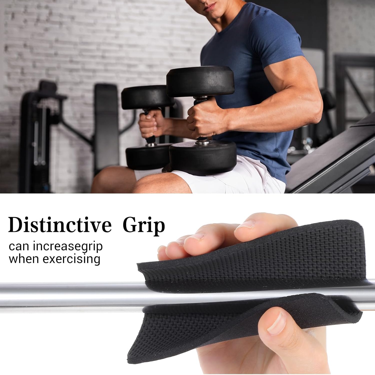 8 PCS Gym Grip Pads Rubber Weight Big Back Lifting Grips Workout Hand Pads Anti-Slip Weight Training Hand Grips Hands Protector for Gym Pull up Training Men Women No Sweaty (Black) - Image 2