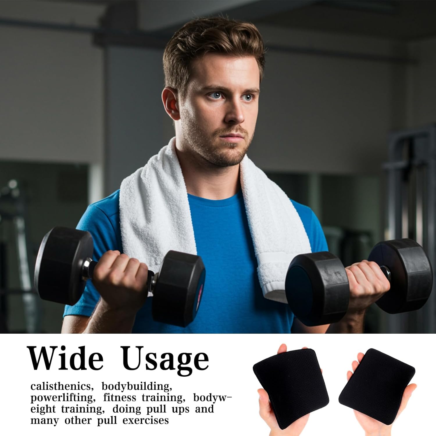 8 PCS Gym Grip Pads Rubber Weight Big Back Lifting Grips Workout Hand Pads Anti-Slip Weight Training Hand Grips Hands Protector for Gym Pull up Training Men Women No Sweaty (Black) - Image 5