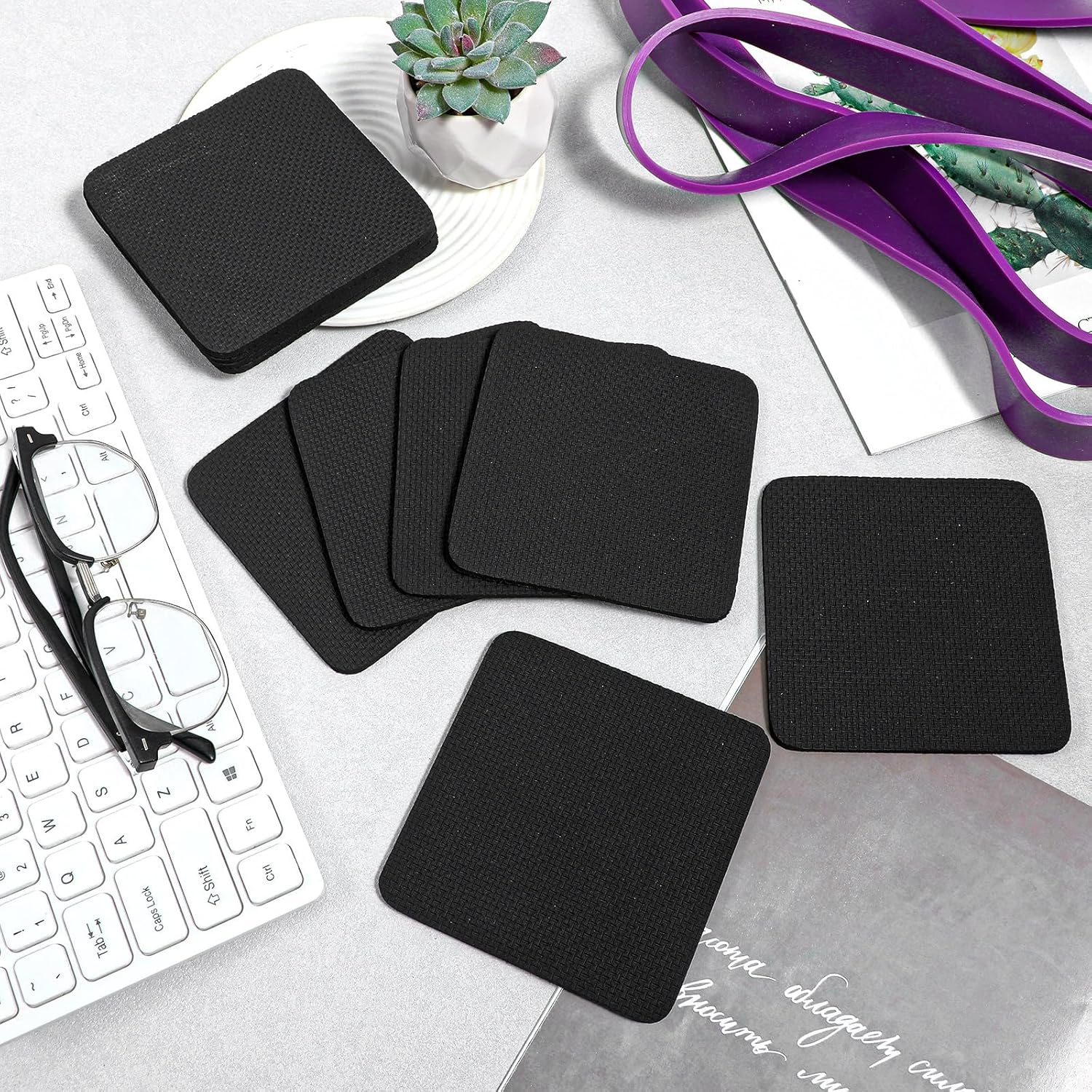 8 PCS Gym Grip Pads Rubber Weight Big Back Lifting Grips Workout Hand Pads Anti-Slip Weight Training Hand Grips Hands Protector for Gym Pull up Training Men Women No Sweaty (Black) - Image 6