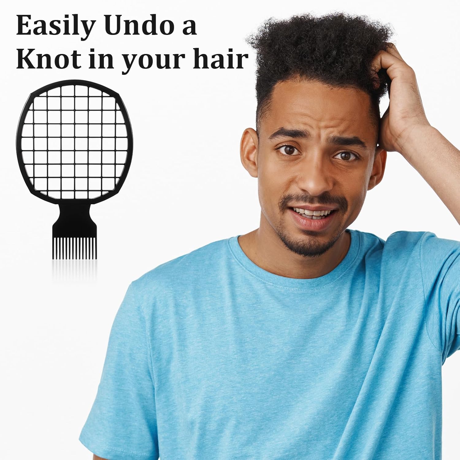 Xindojuz 2 PCS Twist Comb, Sponge Brush for Hair, 2 In 1 Afro Hair Pick Comb Set for Black Men and Women Curls, Dual-sided Design, ABS Material Hairpicks for Men (Black) - Image 4