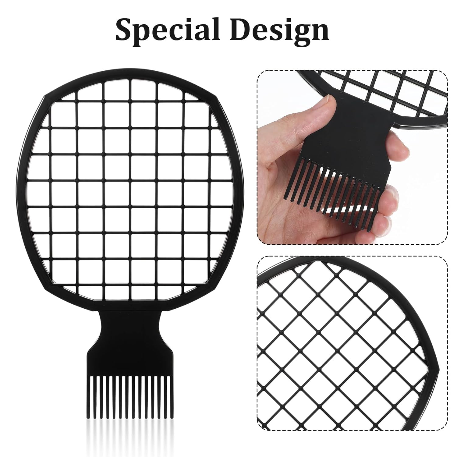 Xindojuz 2 PCS Twist Comb, Sponge Brush for Hair, 2 In 1 Afro Hair Pick Comb Set for Black Men and Women Curls, Dual-sided Design, ABS Material Hairpicks for Men (Black) - Image 5