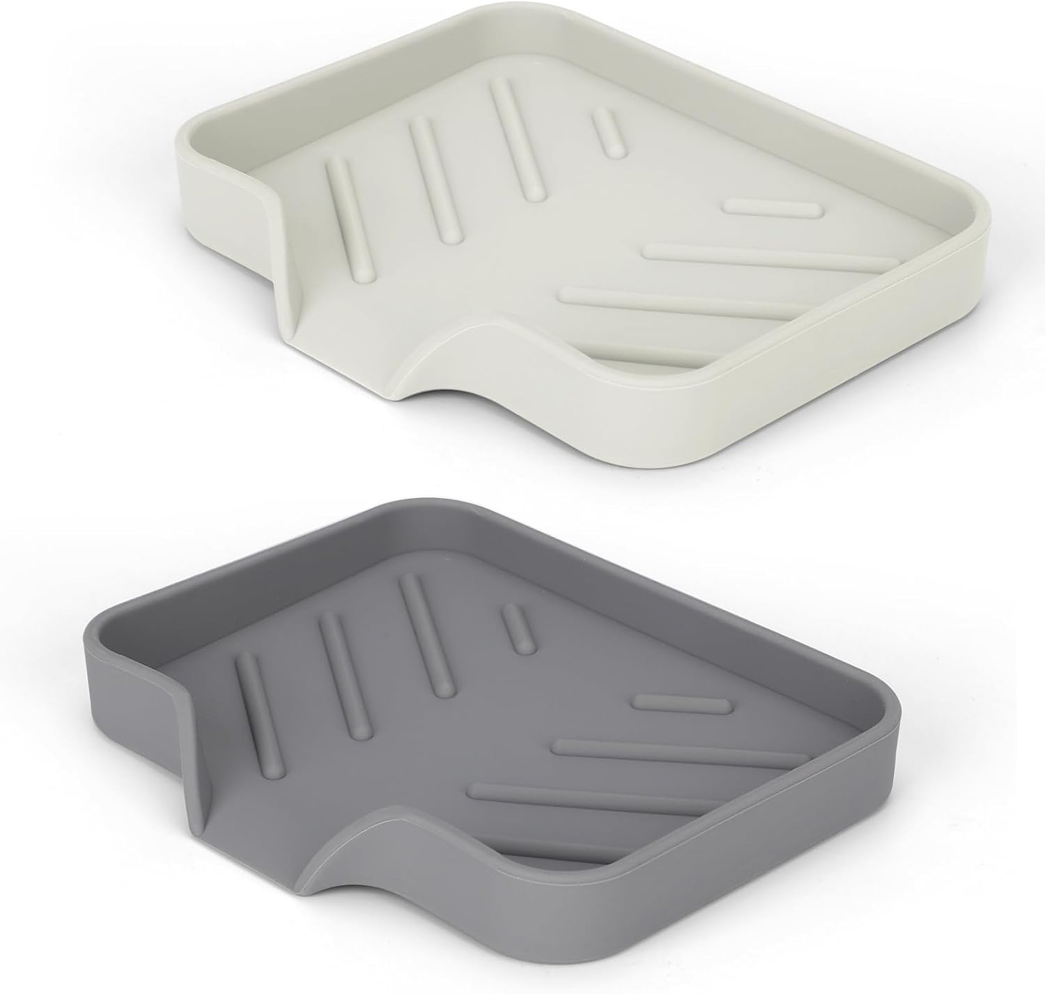 Silicone Soap Dish for Shower with Self Draining, 2 Pack Soap Holder for Bathroom, Silicone Sponge Holder for Kitchen Sink, Soap Tray for Dispenser, Scrubber, Bottle, 4.7
