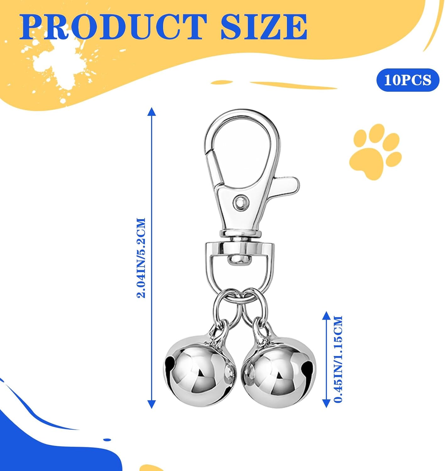 10 PCS Small Bell for Dog Collar Loud Bells for Cat Collars Mini Sliver Training Bells Cat Loud Bell Necklace with Heavy Duty Snap Clips Pet Pendant for Dogs Pets Tracking Training Christmas Gift - Image 1