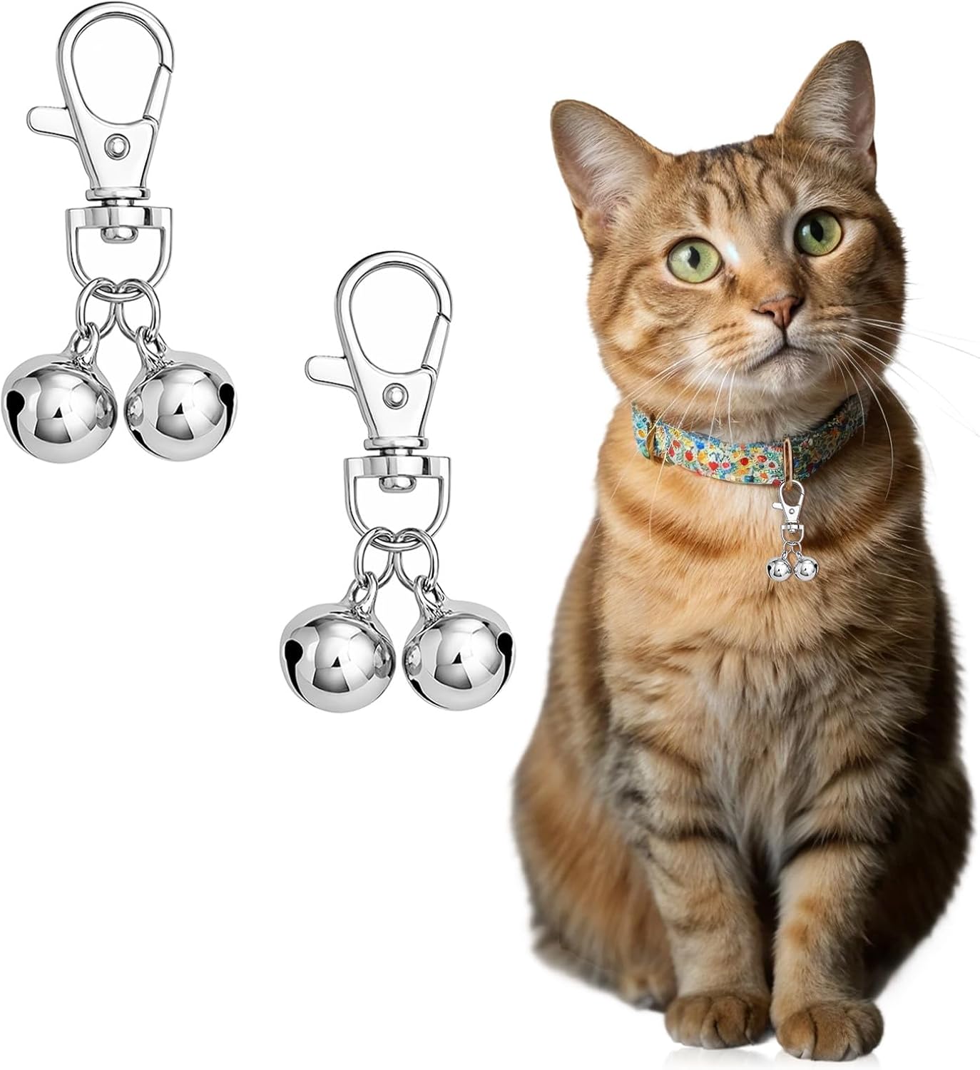 10 PCS Small Bell for Dog Collar Loud Bells for Cat Collars Mini Sliver Training Bells Cat Loud Bell Necklace with Heavy Duty Snap Clips Pet Pendant for Dogs Pets Tracking Training Christmas Gift - Image 3