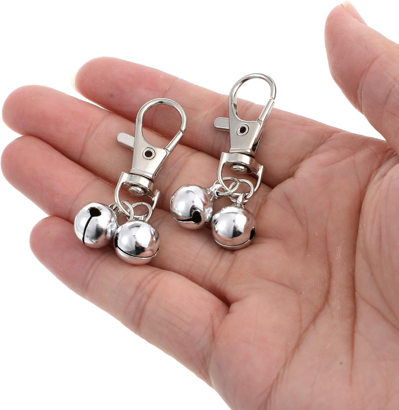10 PCS Small Bell for Dog Collar Loud Bells for Cat Collars Mini Sliver Training Bells Cat Loud Bell Necklace with Heavy Duty Snap Clips Pet Pendant for Dogs Pets Tracking Training Christmas Gift - Image 4