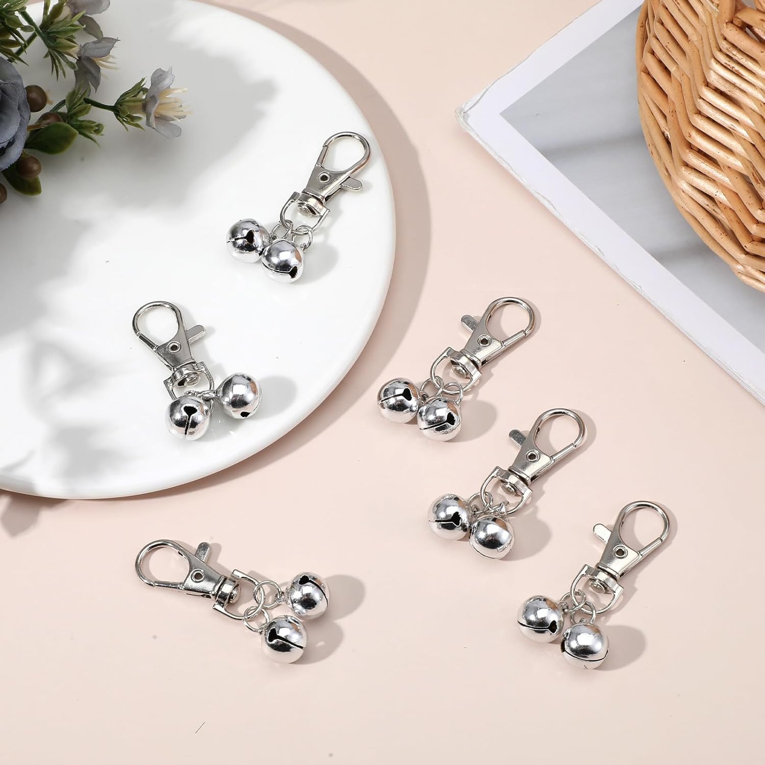 10 PCS Small Bell for Dog Collar Loud Bells for Cat Collars Mini Sliver Training Bells Cat Loud Bell Necklace with Heavy Duty Snap Clips Pet Pendant for Dogs Pets Tracking Training Christmas Gift - Image 6