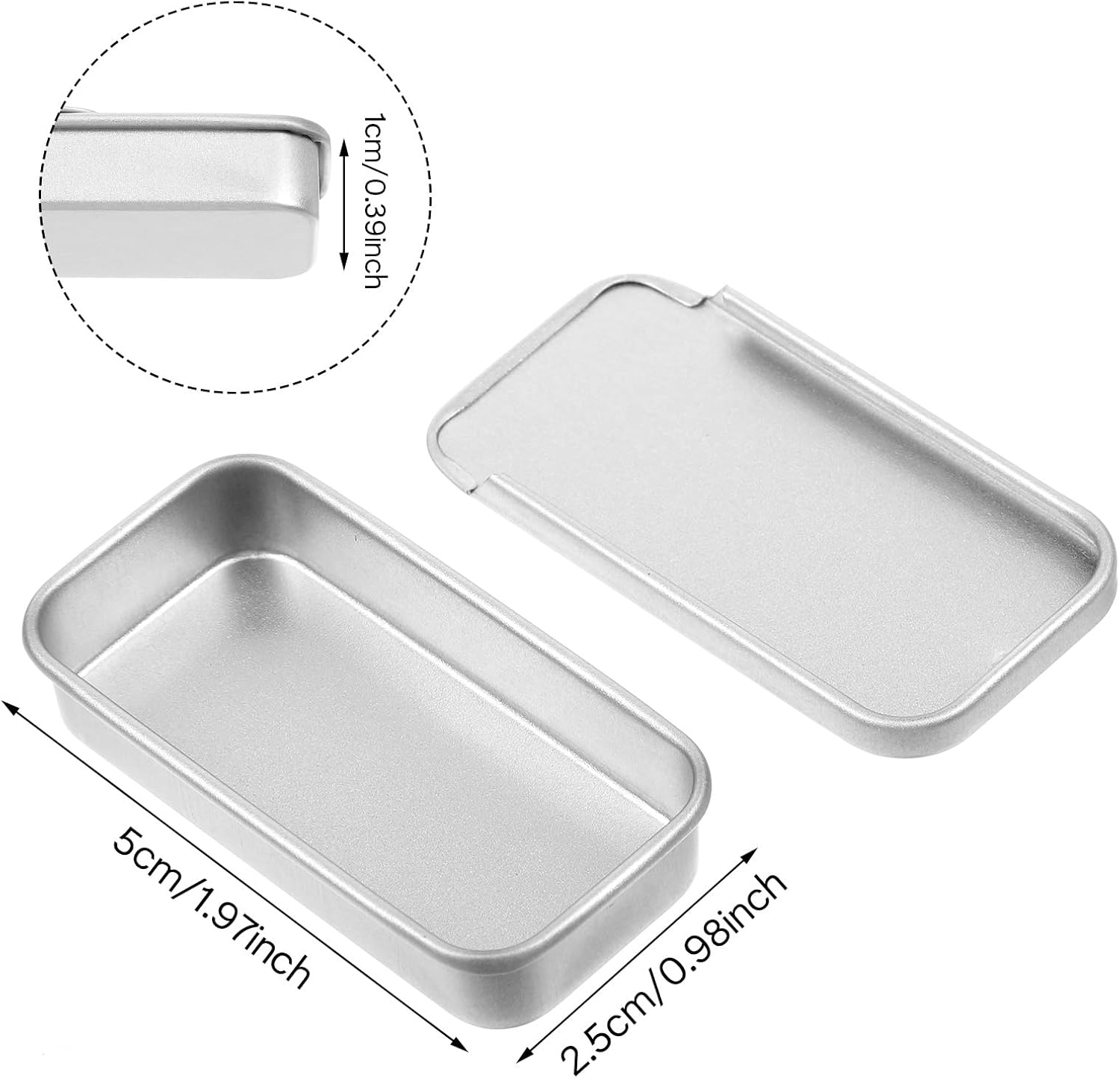 Xindojuz 6 PCS Empty Slide Top Lip Balm Containers, Small Aluminum Tins with Lids Lip Balm Tin Box Holder Mini Metal Storage Organizer for Candles Jewelry Crafts Storage Kit (2×1×0.4 Inch, Silver) - Image 1