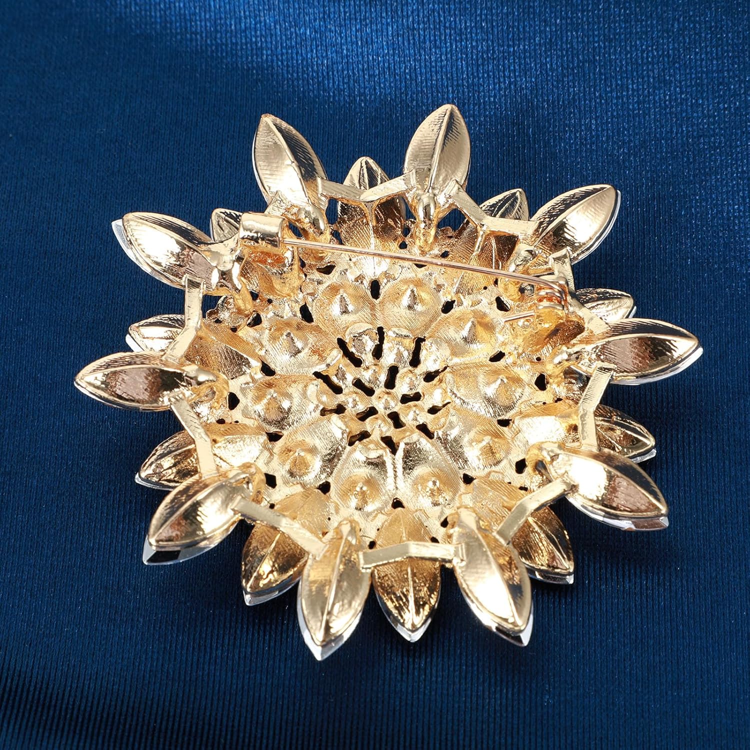 Rhinestone Flower Brooch Pin, 2.55