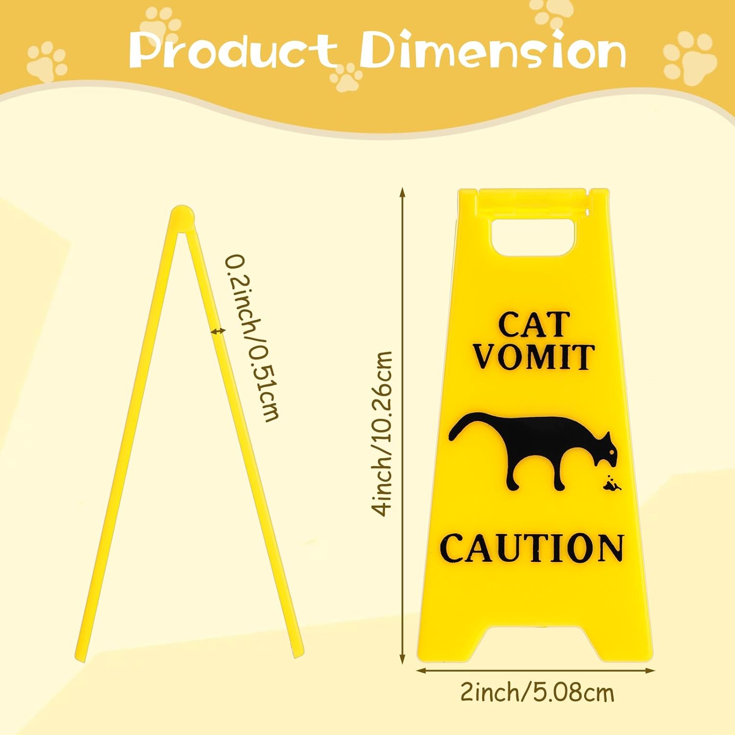 Xindojuz 3 PCS Cat Vomit Caution Sign, 3D Double-sided Printed Funny Cats Warning Signs Decor, Mini Novelty Table Desk Plaque, Perfect Gag Gifts for Cat Lovers and Humor Enthusiasts (4 Inch, Yellow) - Image 1