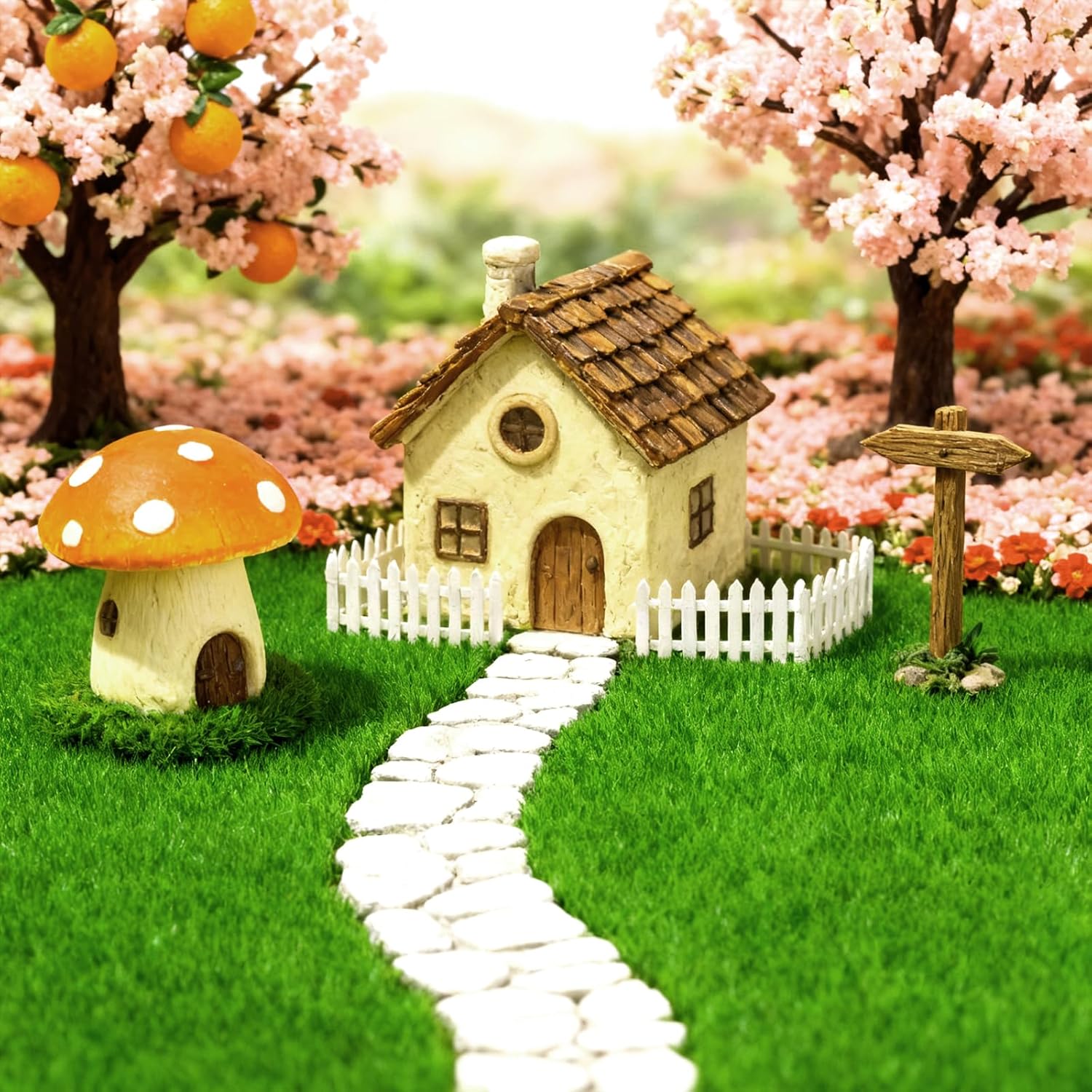 Xindojuz 4 Packs Fake Grass Decor, Artificial Grass for Crafts, Fairy Garden Turf, Diorama Supplies Miniature Lawn Mat, Dollhouse Ornament DIY Decoration Accessories (6