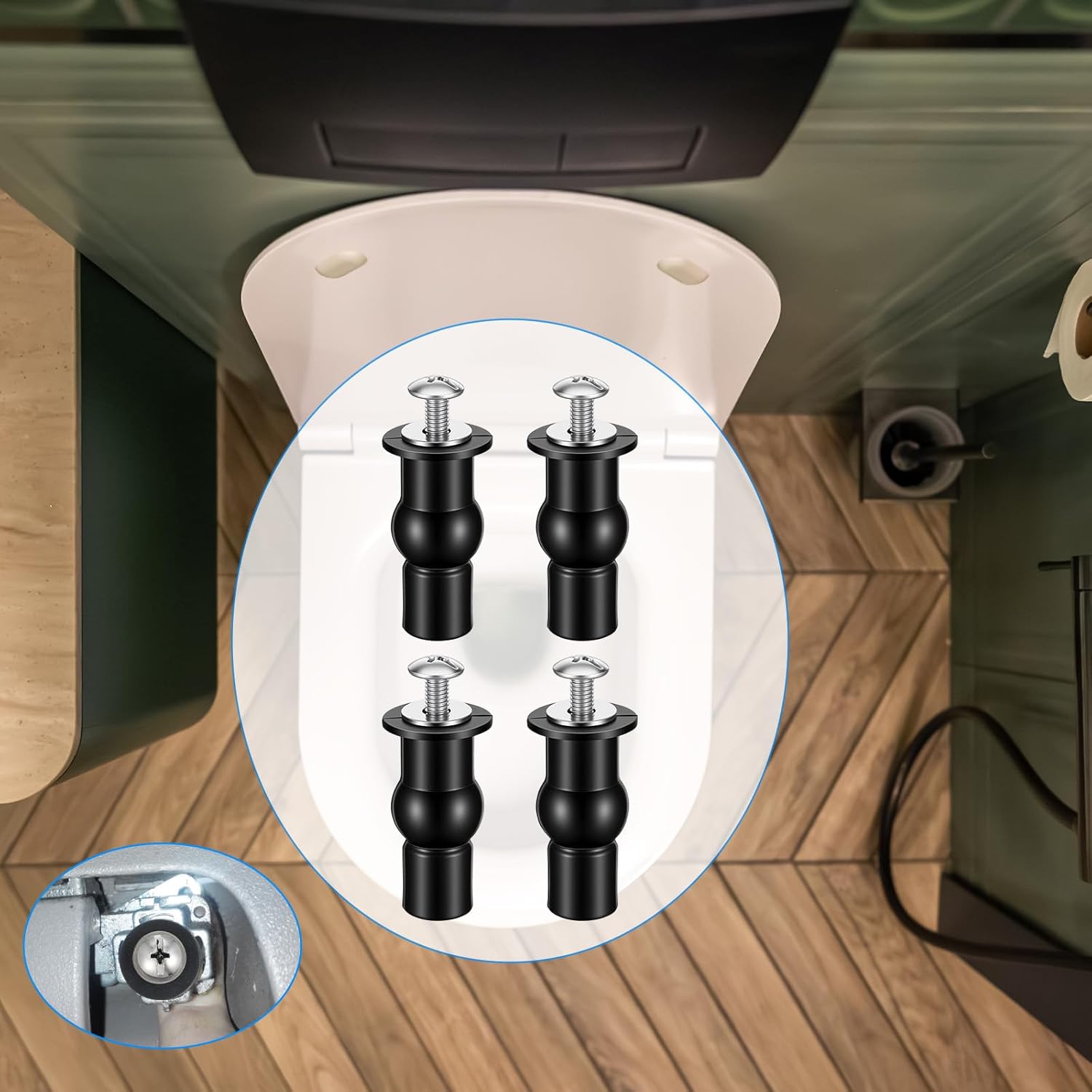 4 Set Stainless Steel Toilet Seat Bolts, 10mm Toilet Seat Screws Replacement Kit with Expanding Rubber Nuts Universal Toilets Seats Hardware for Most Top Mount Toilets Seats Tightening Kit Replacement - Image 5