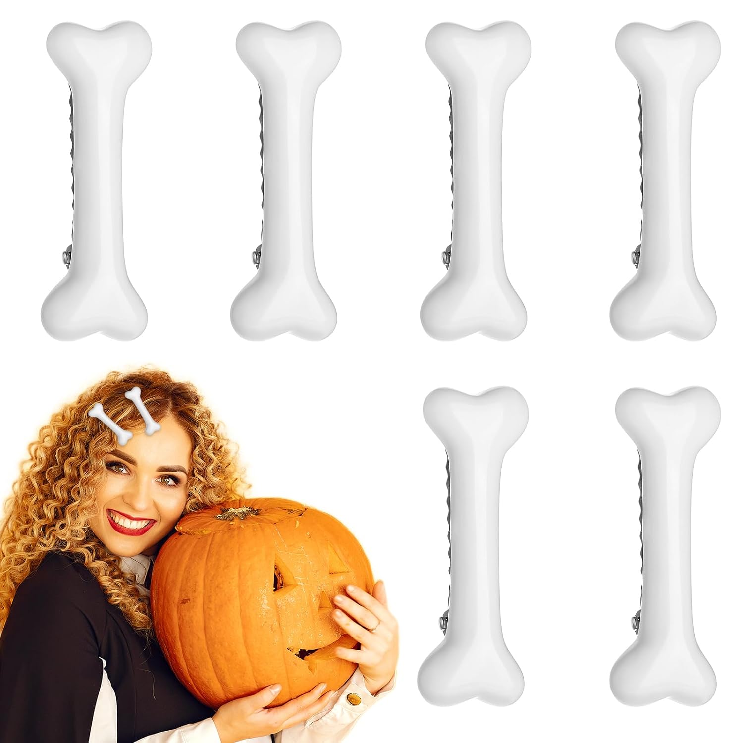 6 PCS Bone Clips, Cute Dog Bone Hair Clip Halloween White Hairpins Side Hairs Accessories for Women Girls Christmas Cosplay Costume Party Daily Wear, Holiday Celebrations - Image 5