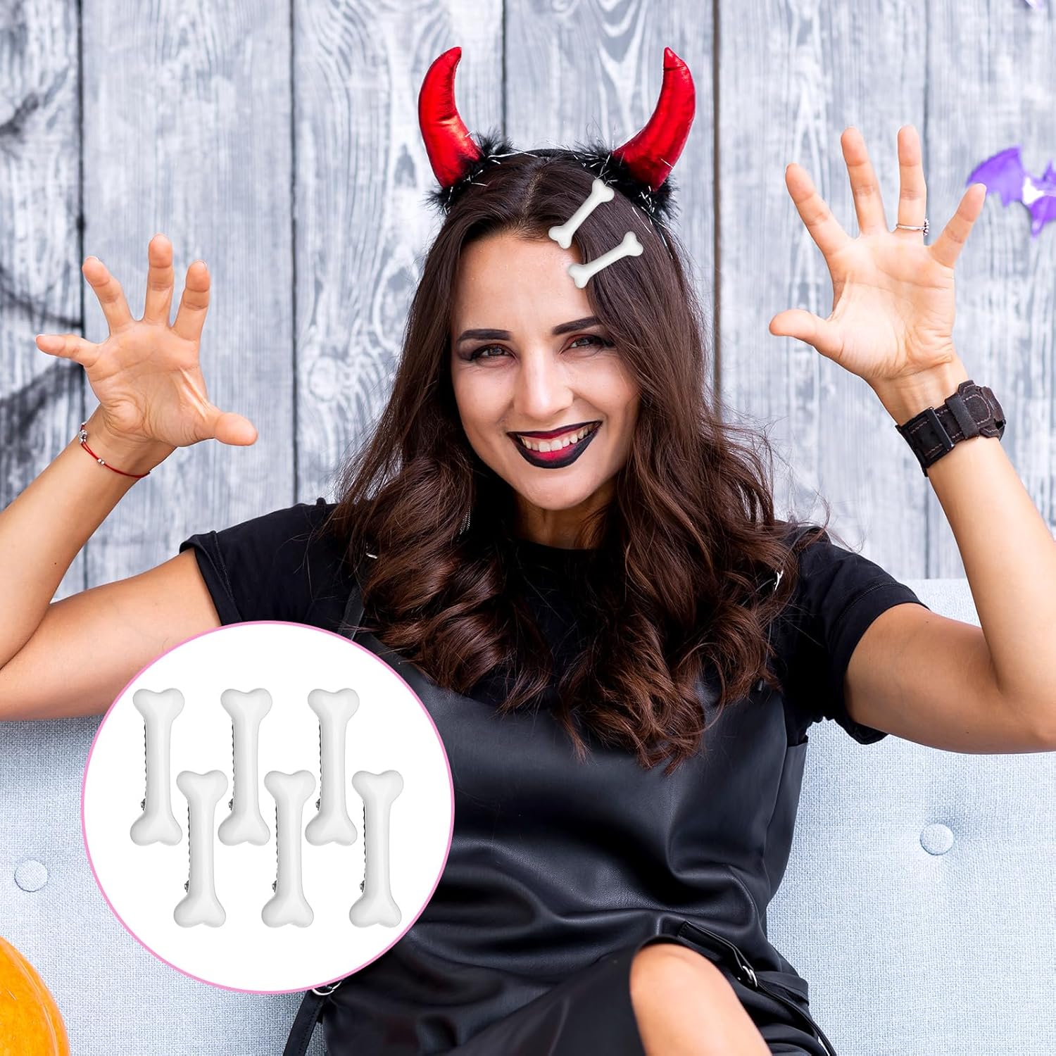 6 PCS Bone Clips, Cute Dog Bone Hair Clip Halloween White Hairpins Side Hairs Accessories for Women Girls Christmas Cosplay Costume Party Daily Wear, Holiday Celebrations - Image 6