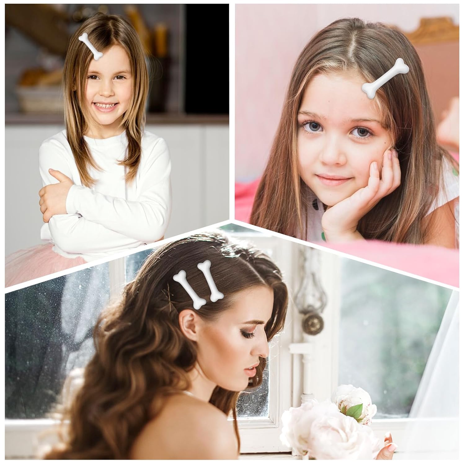 6 PCS Bone Clips, Cute Dog Bone Hair Clip Halloween White Hairpins Side Hairs Accessories for Women Girls Christmas Cosplay Costume Party Daily Wear, Holiday Celebrations - Image 7