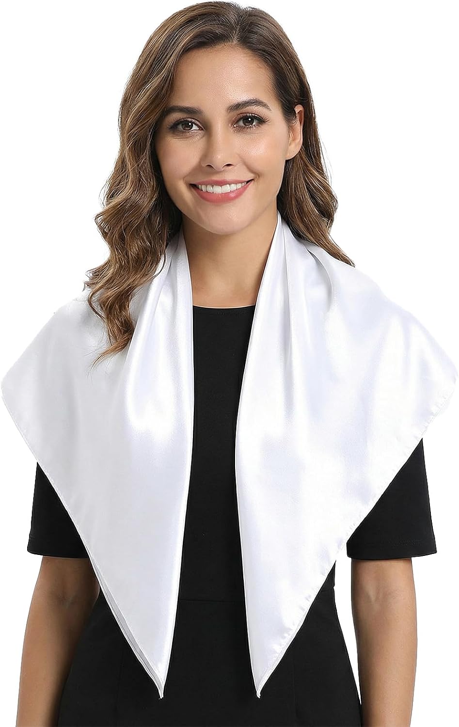 Xindojuz White Head Scarf for Women Girls, Silk Satin Neck Scarf for Hair Women's Scarves, Fashion Square Bandana Purse Scarves for Handbags Sleeping Wrapping at Night (35.4 Inch/90 cm) - Image 5