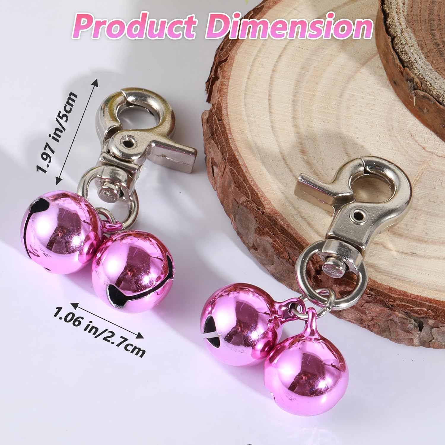 2 PCS Pet Bells for Collar Small Bell for Dog Cat Collar Bells Only Loud Training Pendant Accessories Stainless Steel Collars Charm with Heavy Duty Snap Clips for Dogs Kitty Puppy Pet (Purple) - Image 1