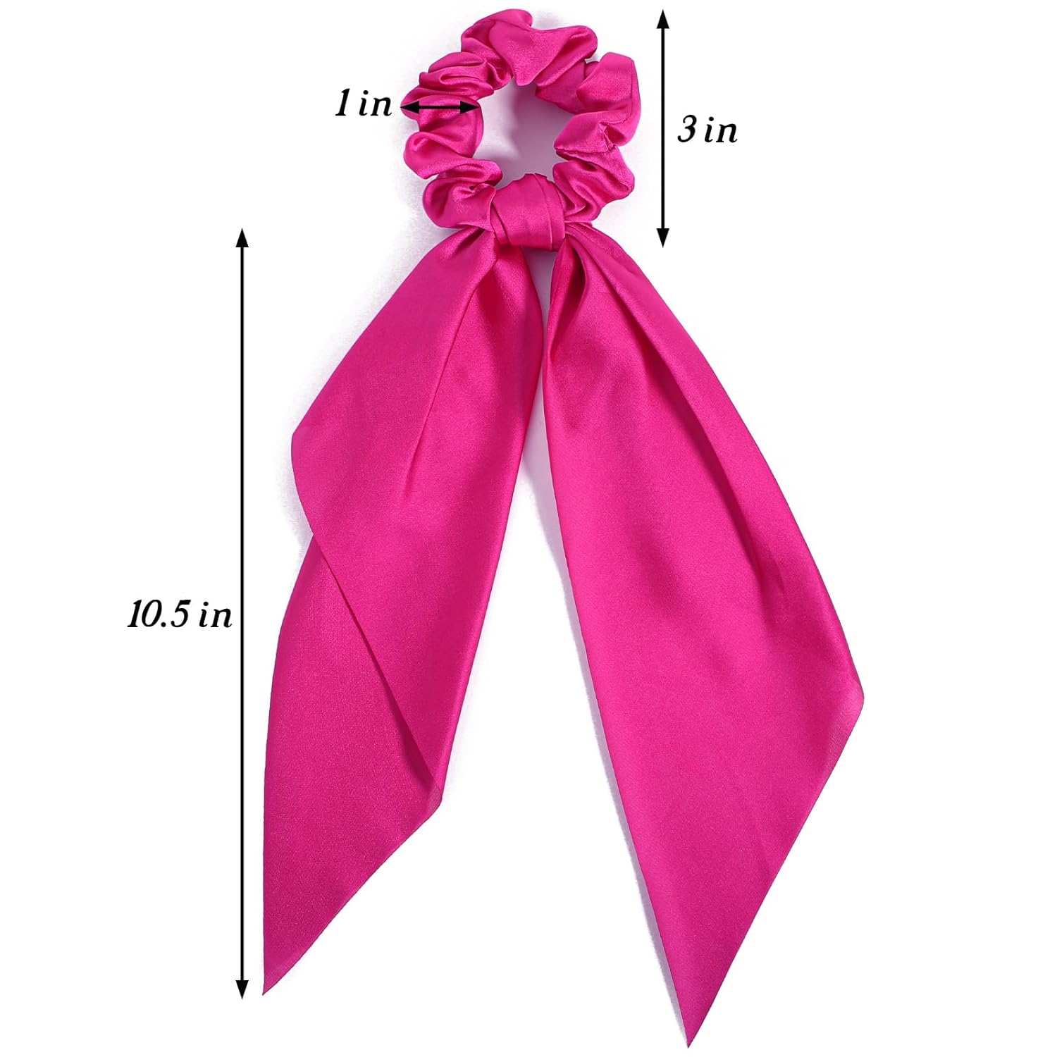 Knotted Bow Scrunchies 2 PCS Silk Scarf Scrunchies Ponytail Holders Hairs Ribbons Ponytail Scarf Knotted Bow Silk Hairs Ties Satin Hair Ribbon Scrunchy for Women Thick Thin Long Hair (Pink) - Image 1