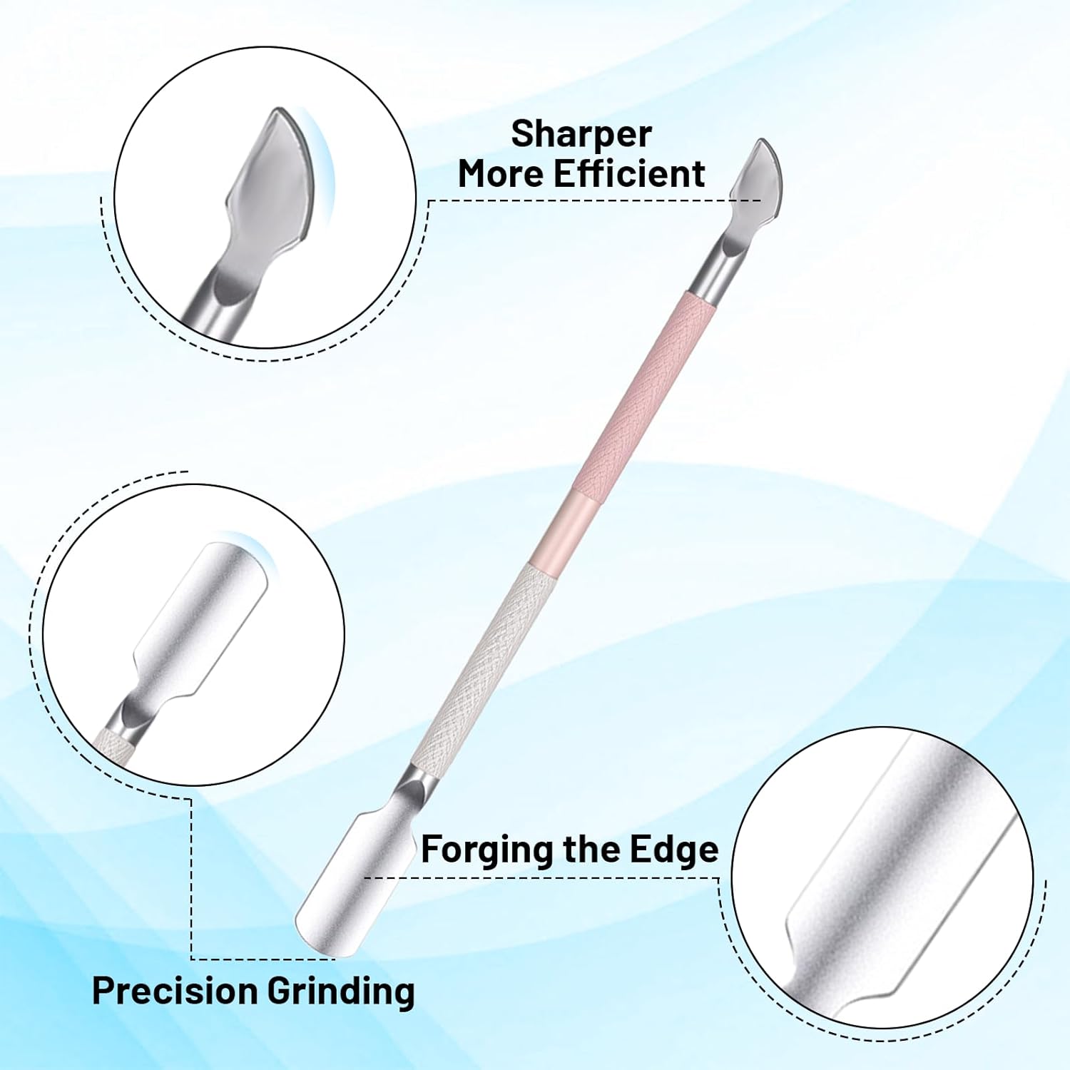 4 Pcs Cuticle Clipper with Single Dual Ended Pusher and Nail File, Stainless Steel Nail Cuticle Trimmer Cutter Extremely Sharp Full Jaw Cuticles Nipper for Women Professional Salon and Home Use - Image 4