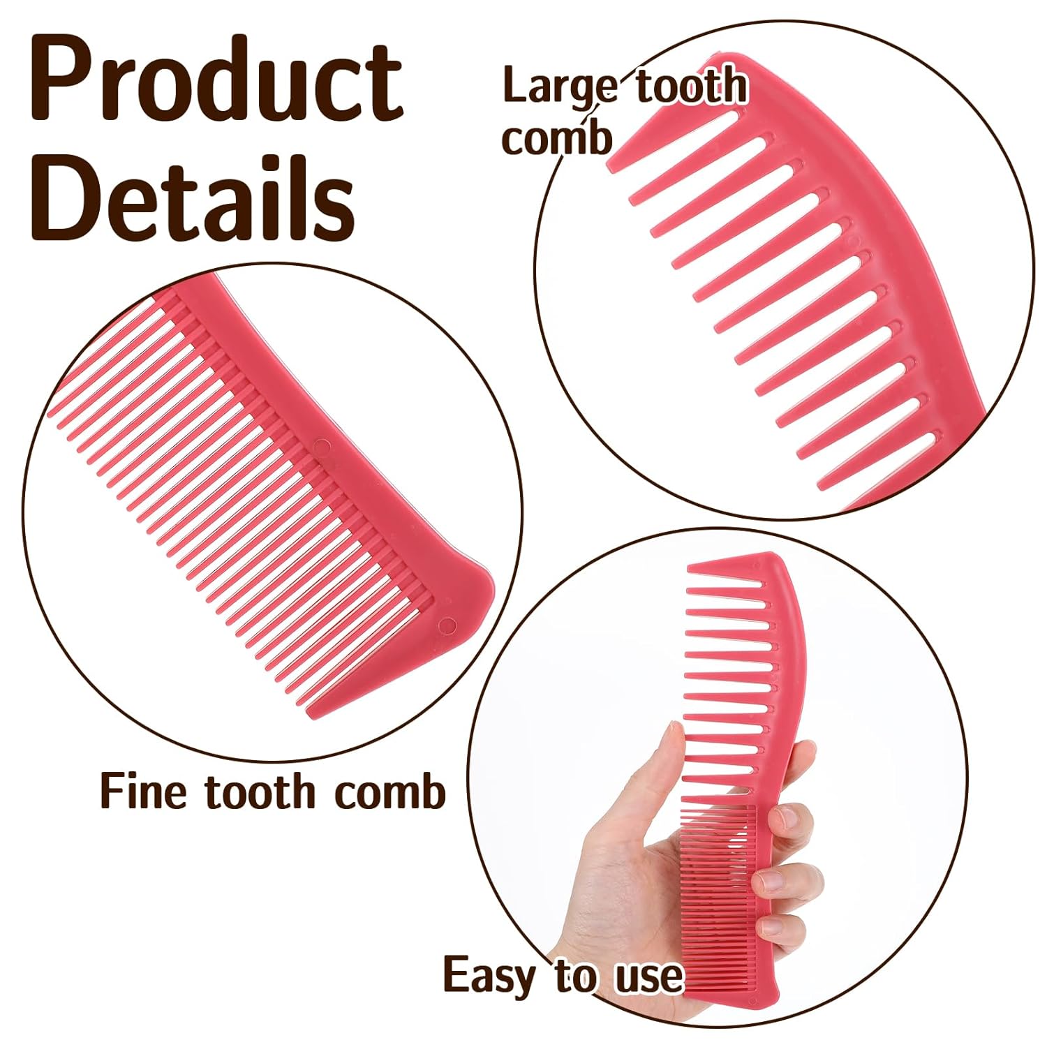 5 Pcs Comb Set Wide Tooth Combs for Hair Styling Detangling Double Sided Wide And Fine Tooth Comb All Purpose Hairstyle Shower Combs for Women Men Thin Thick Straight Hair (5 Colors) - Image 2