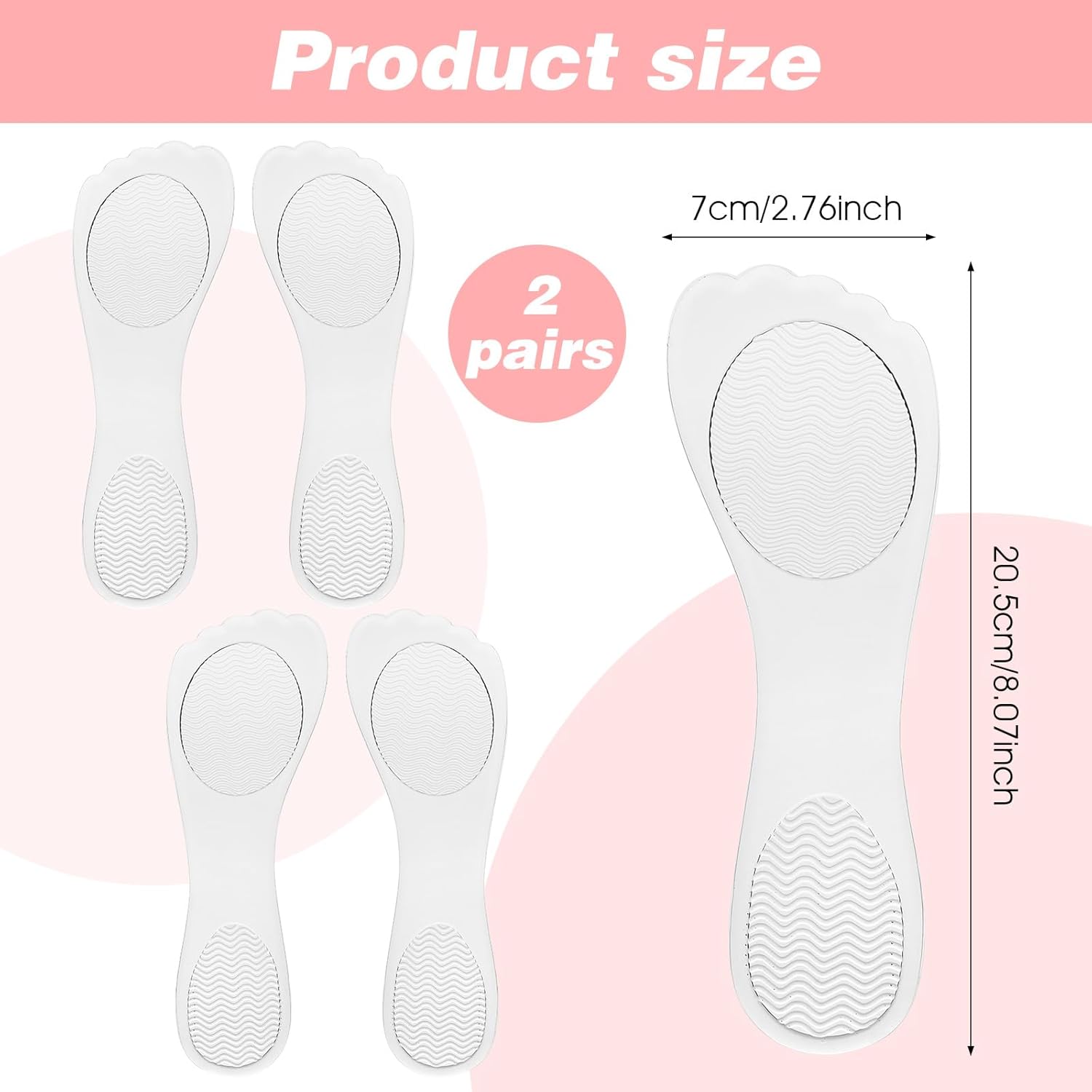 2 Pair Gel High Heel Inserts for Women, 3/4 Length Clear Shoe Inserts for Women, Comfort Pads Non-Skidding Adhesive Shoe Support Cushion Insoles for High Heels for Sandals Flats Boots Pumps - Image 1