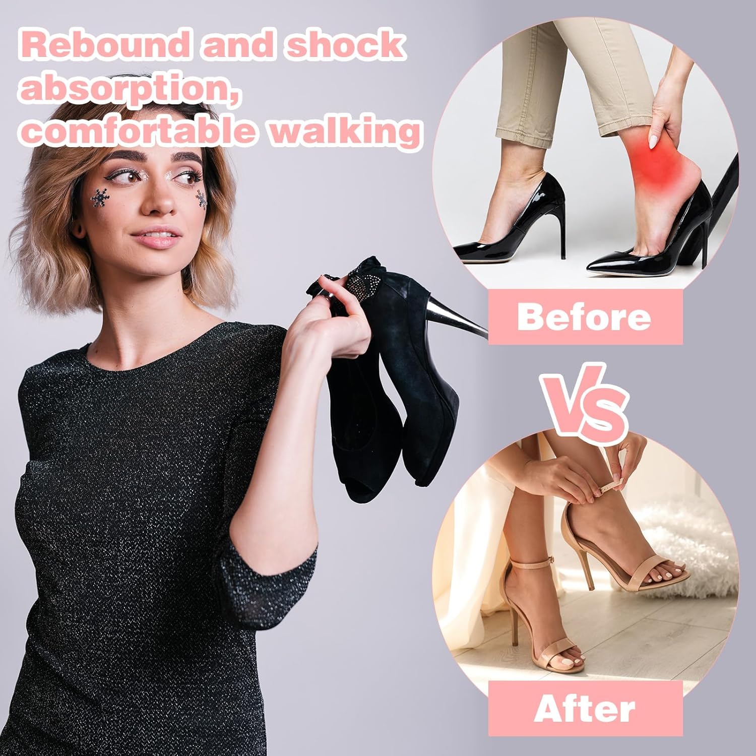 2 Pair Gel High Heel Inserts for Women, 3/4 Length Clear Shoe Inserts for Women, Comfort Pads Non-Skidding Adhesive Shoe Support Cushion Insoles for High Heels for Sandals Flats Boots Pumps - Image 4