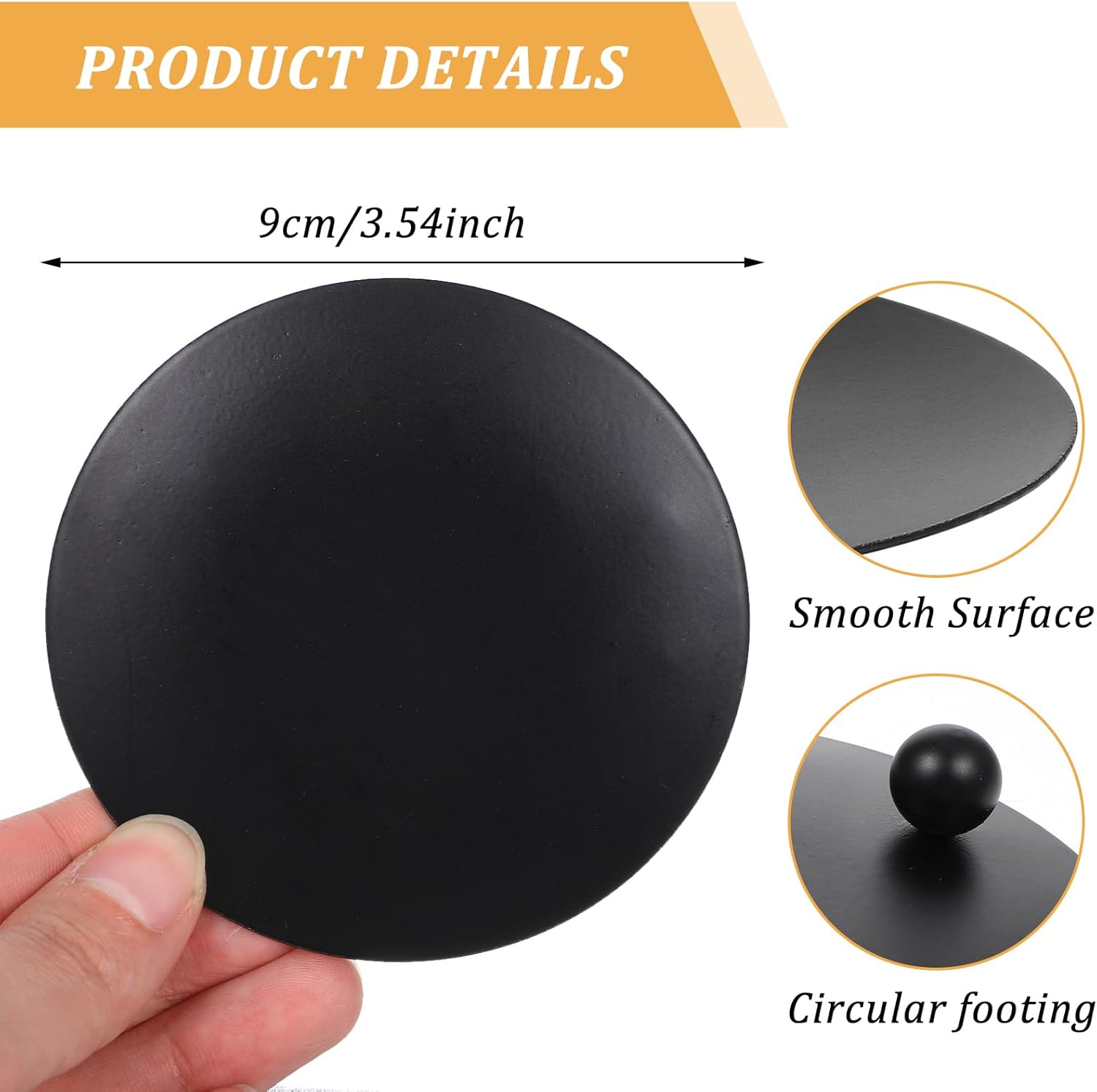 2 Pcs Black Short Candle Holder Candle Coasters 3.54