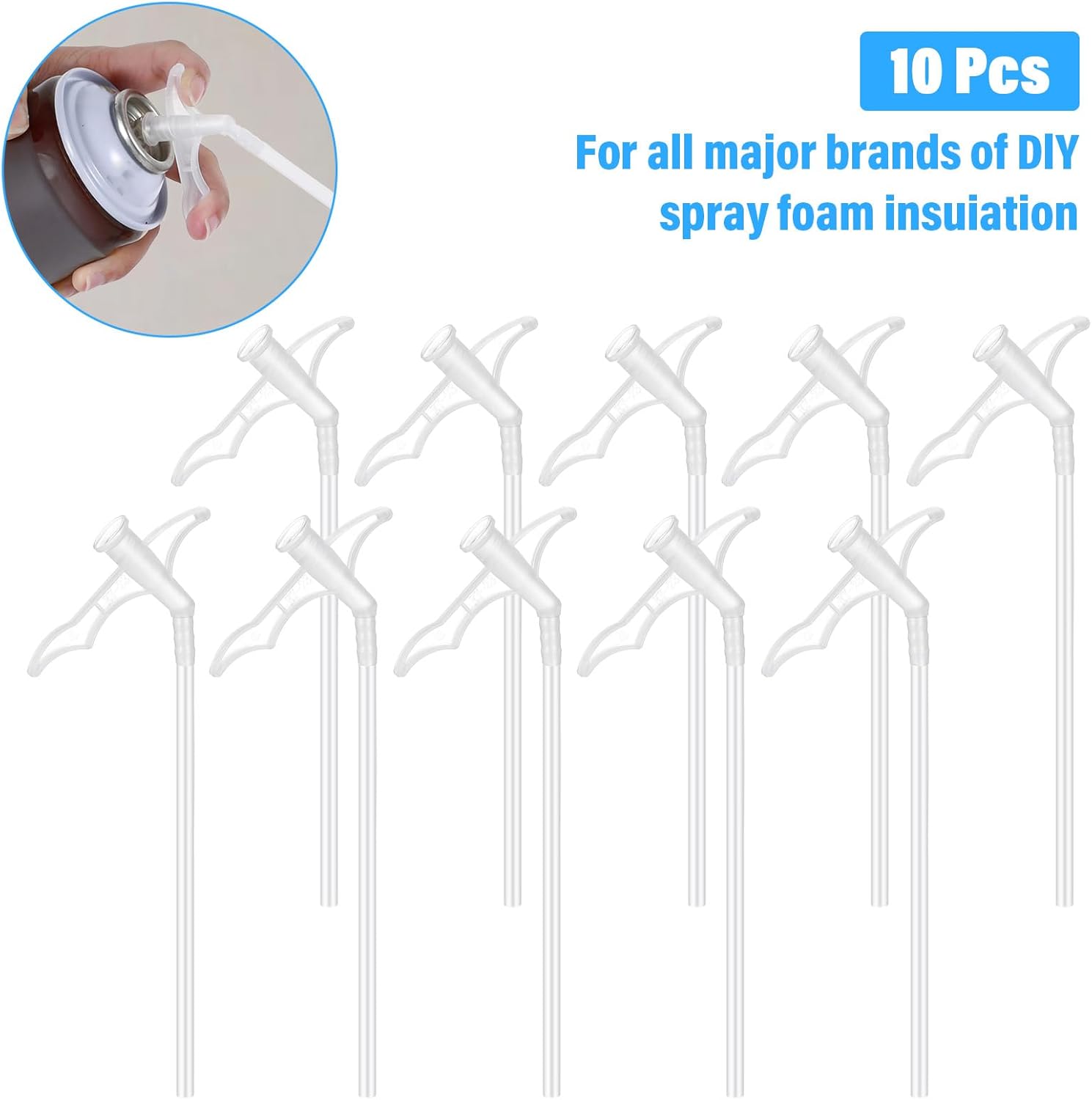 Xindojuz 10 Pcs Attractive Spray Foam Nozzles, Expanding Spray Foam Nozzle Replacement Tubes, Gap Filling Insulating Sprays Replacement Tube for DIY Spraying as Shown Industrial Adhesives - Image 2
