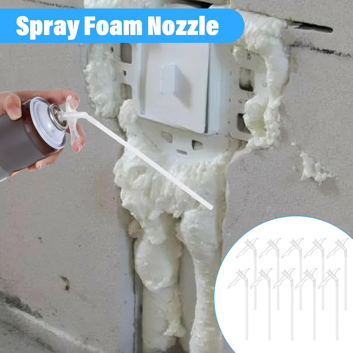 Xindojuz 10 Pcs Attractive Spray Foam Nozzles, Expanding Spray Foam Nozzle Replacement Tubes, Gap Filling Insulating Sprays Replacement Tube for DIY Spraying as Shown Industrial Adhesives - Image 3