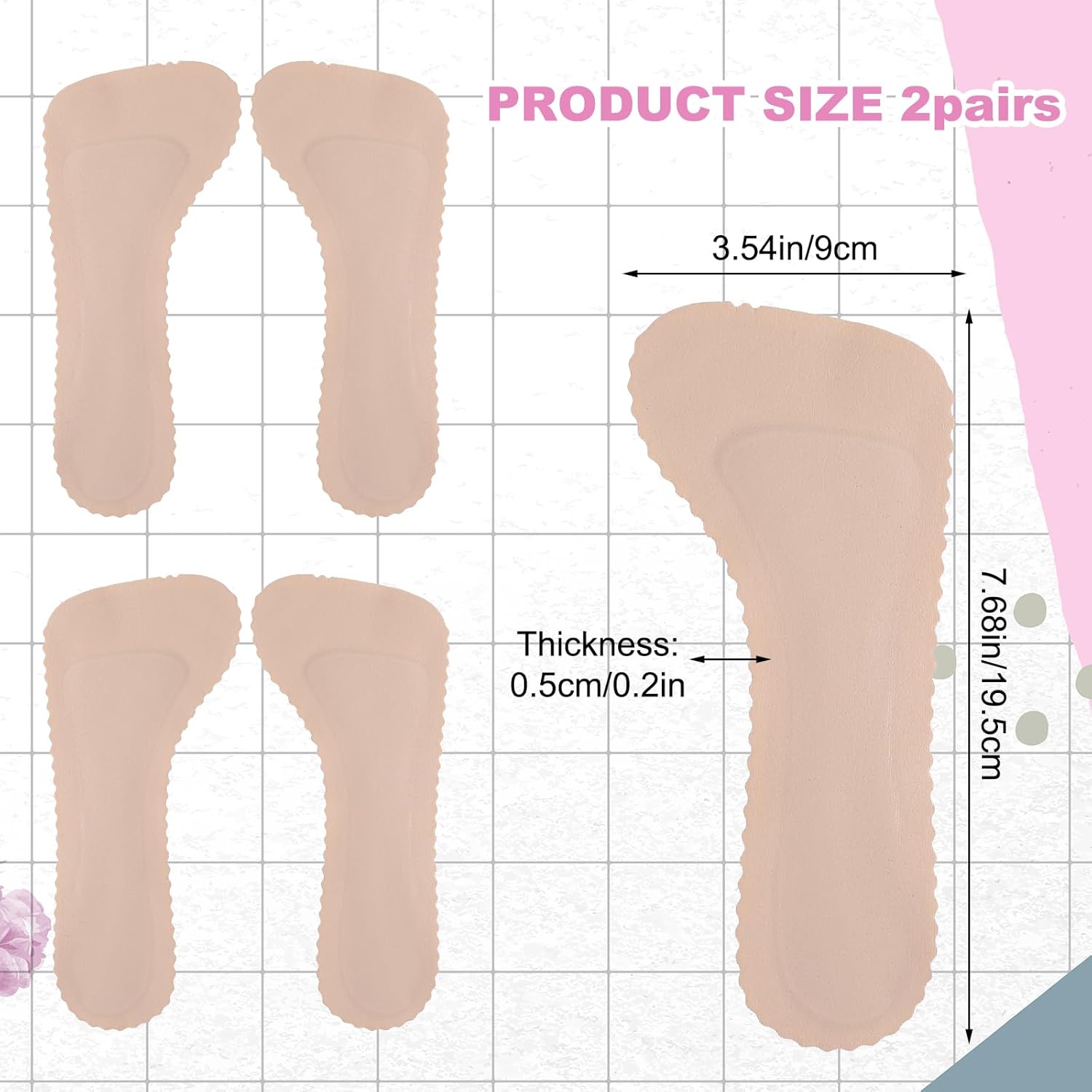 2 Pairs High Heel Comfort Pads, Invisible Self-Adhesive Cushion Insoles Arch Support Weight Shifting Shoe Inserts for Women Comfort Insoles Shoe Pads for Sandals Flats Pump Dress Shoes Boots (Beige) - Image 1