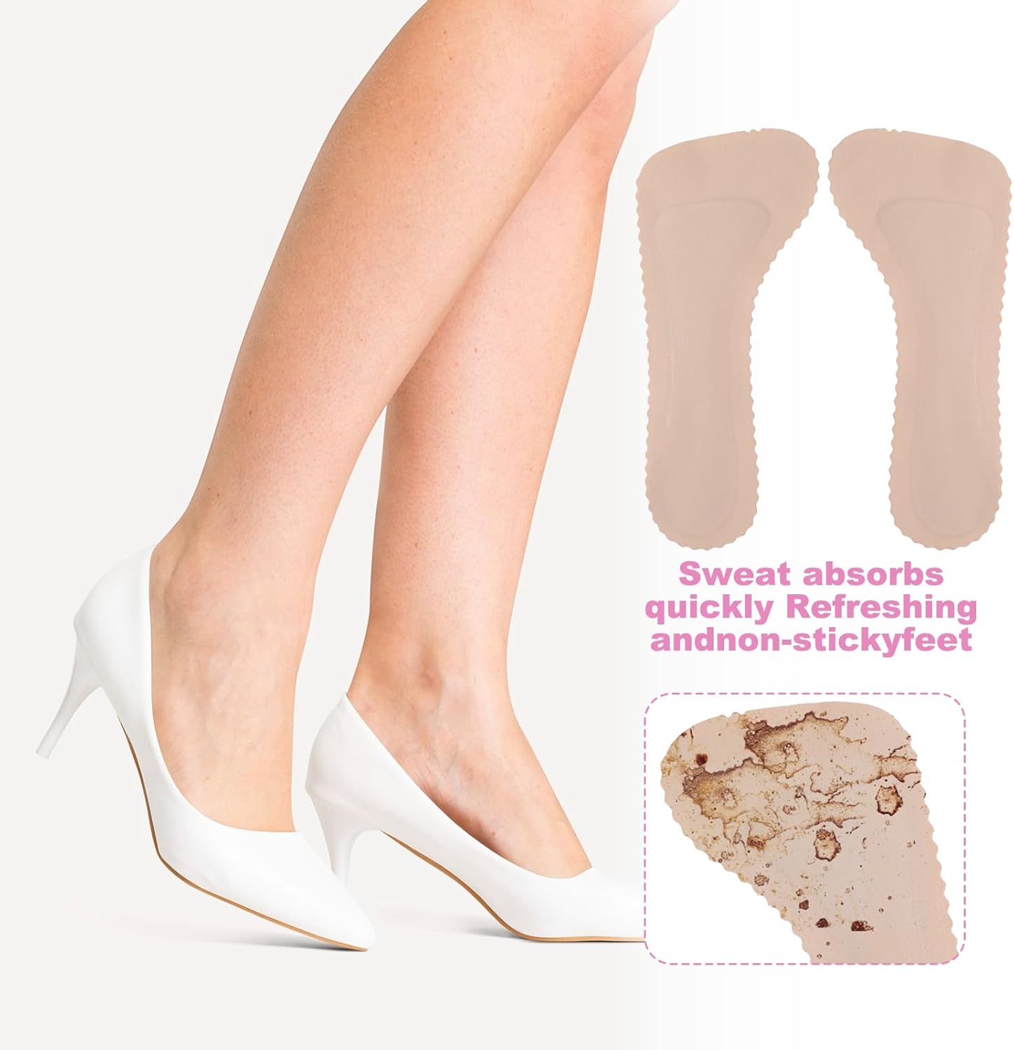 2 Pairs High Heel Comfort Pads, Invisible Self-Adhesive Cushion Insoles Arch Support Weight Shifting Shoe Inserts for Women Comfort Insoles Shoe Pads for Sandals Flats Pump Dress Shoes Boots (Beige) - Image 3