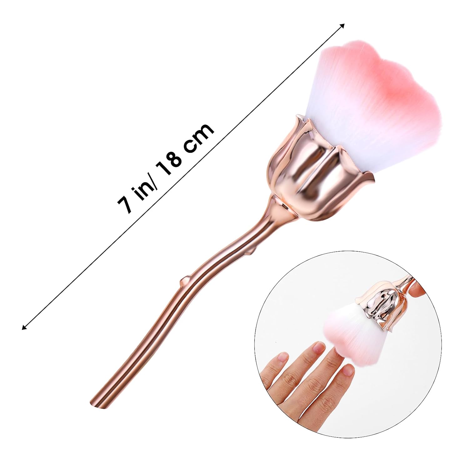 1 PCS Nail Duster Brush Pink Soft Rose Makeup Brushes Acrylic Nail Arts Manicure Dust Cleaner Brush Nails Art Dust Blush Brushes for Nails Trimming Cleaning Salon and Household Use - Image 1